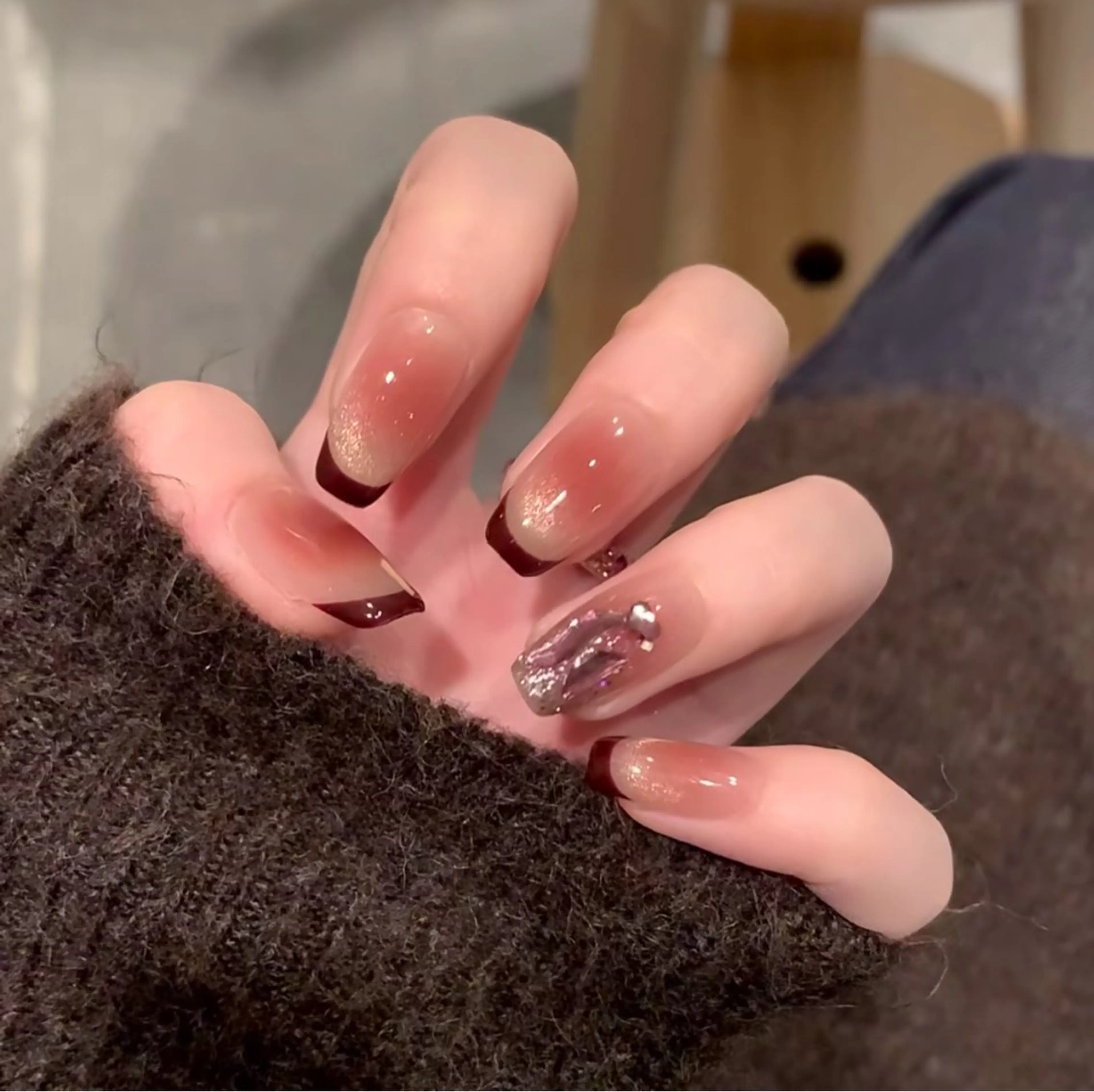 ネイル フットネイル フレンチネイル グラデーション ハート 韓国ネイル ハンドネイル Lynn_ Nailのネイルデザイン