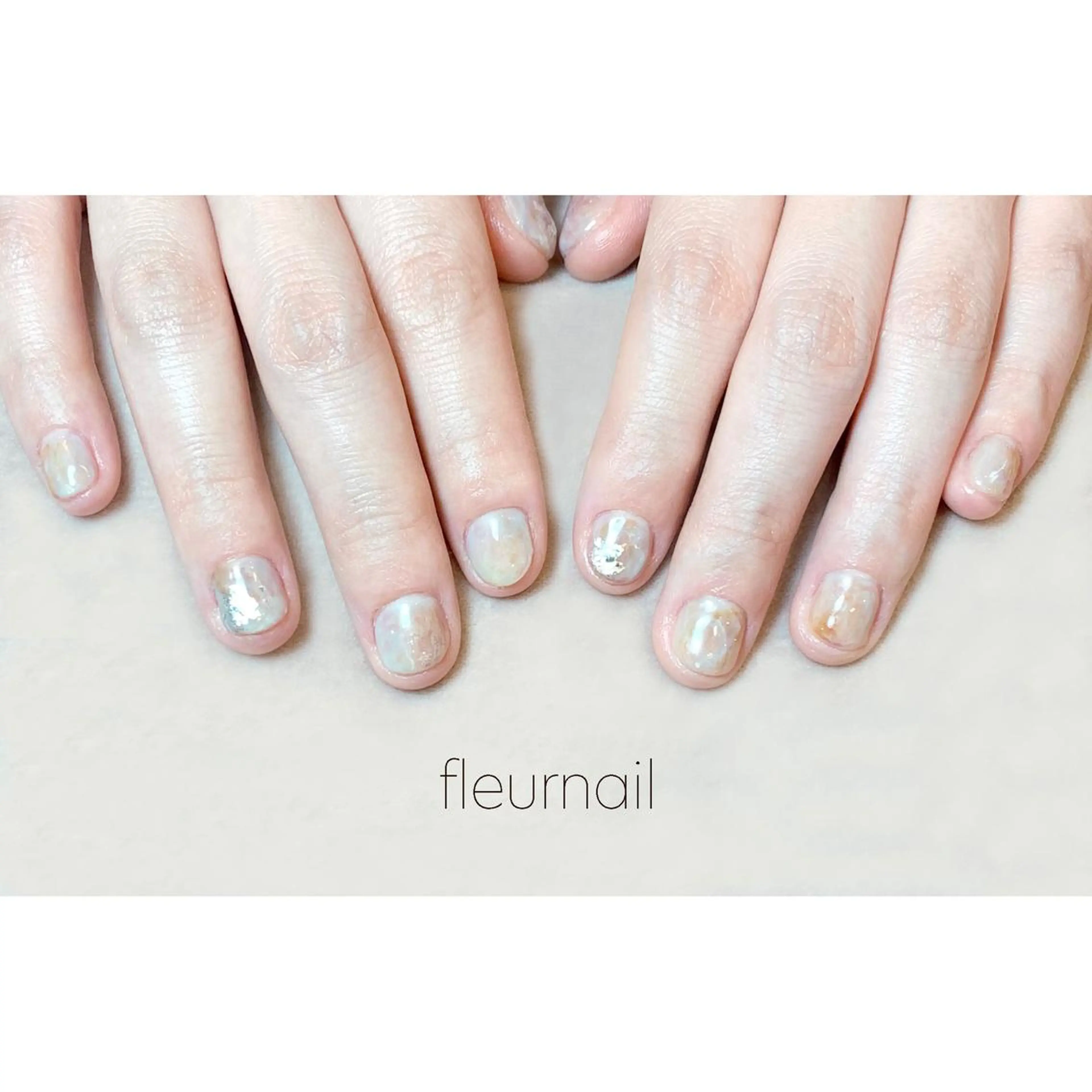 ネイル ブルー ジェルネイル パラジェル 春ネイル ハンドネイル 【パラジェル登録サロン】nail pollen所属・fleurnail miuraのネイルデザイン