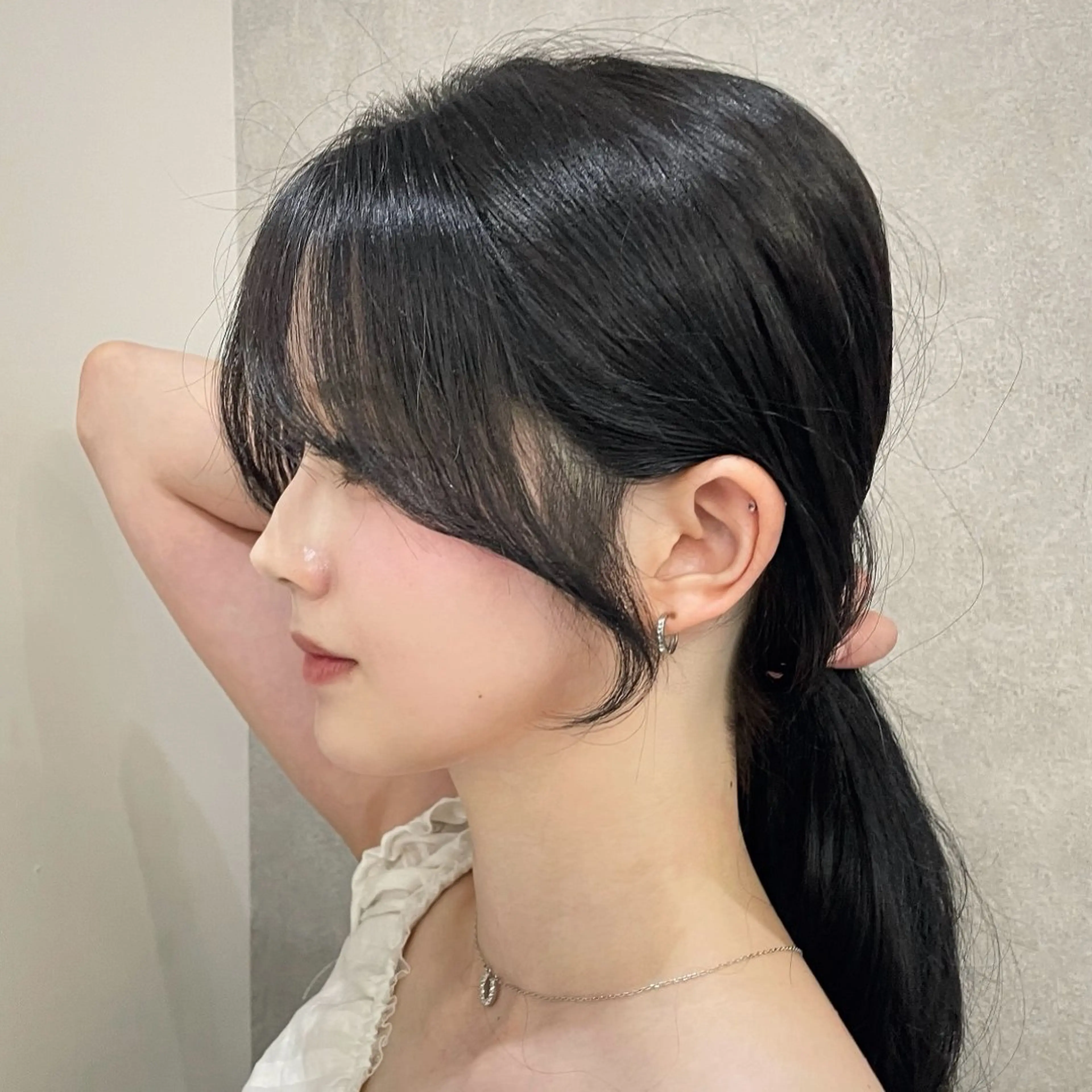 ロング カット ヘアカラー トリートメント ヘッドスパ ヘアセット ハッシュカット🖤 本格韓国🤍レイヤーのヘアスタイル