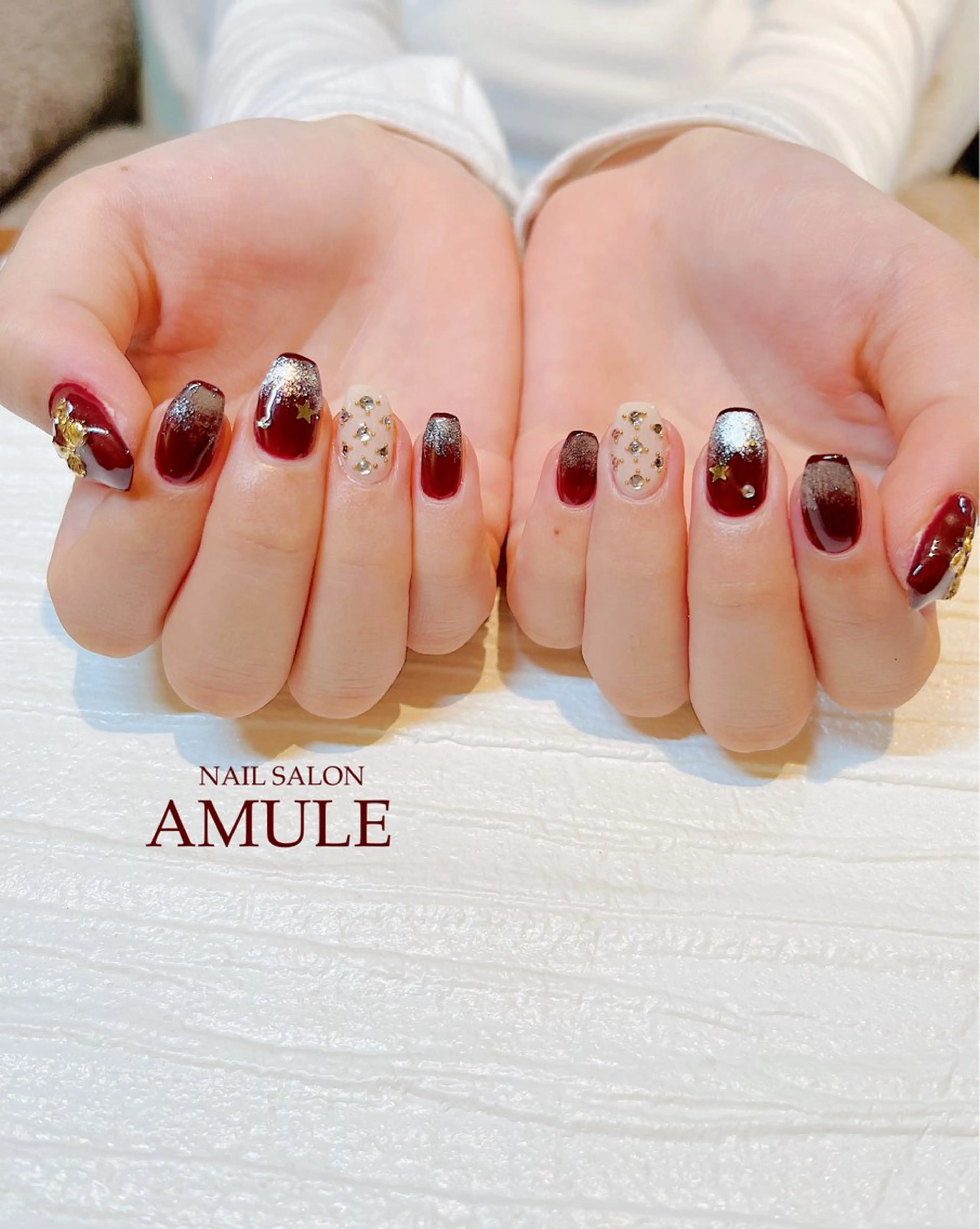 ネイル アートネイル ジェルネイル グラデーション マグネットネイル 持ち込み ハンドネイル NAILSALON AMULEのネイルデザイン