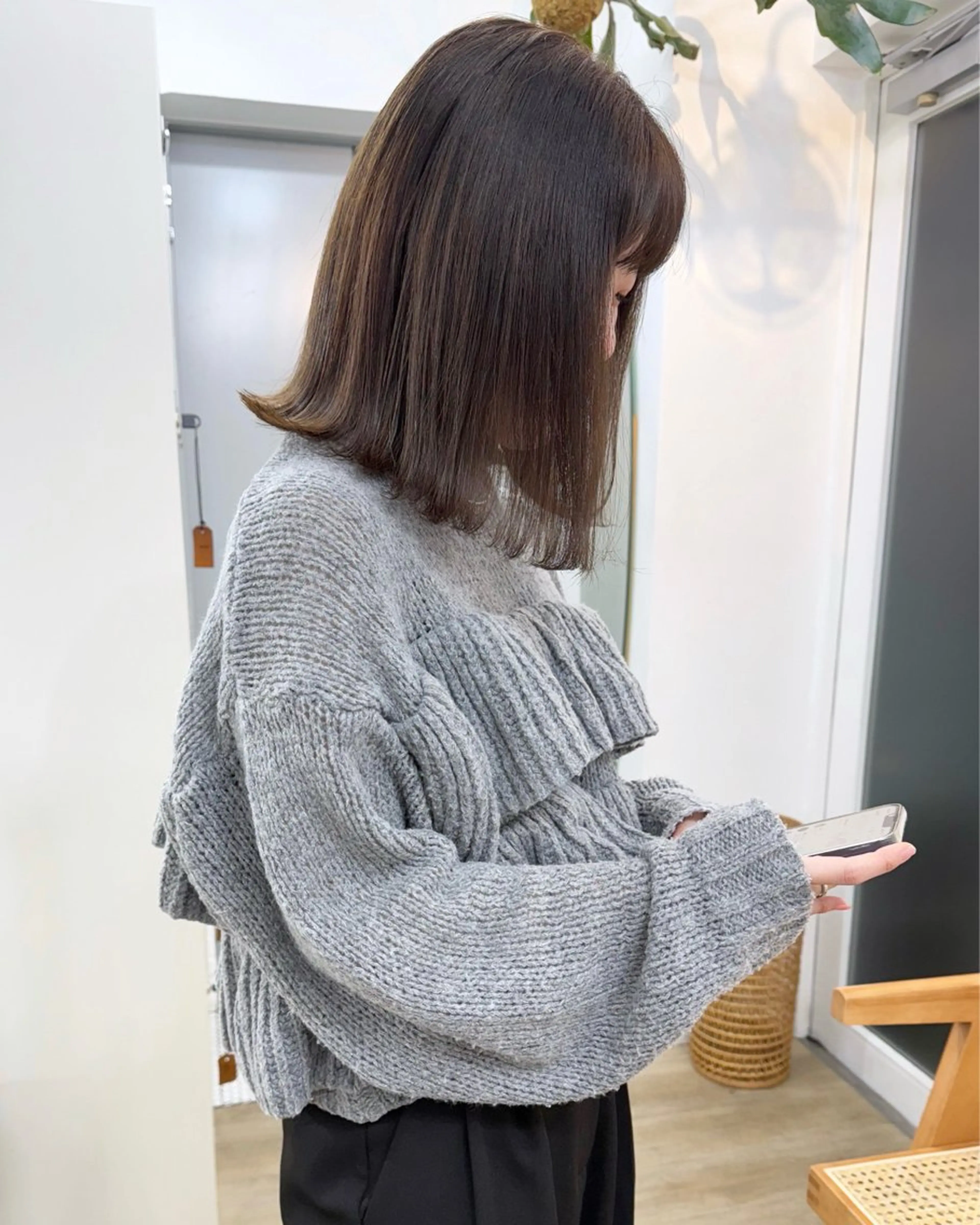 ミディアム カラー ブラウンカラー イルミナカラー カット ヘアカラー トリートメント あおやぎ ななのヘアスタイル