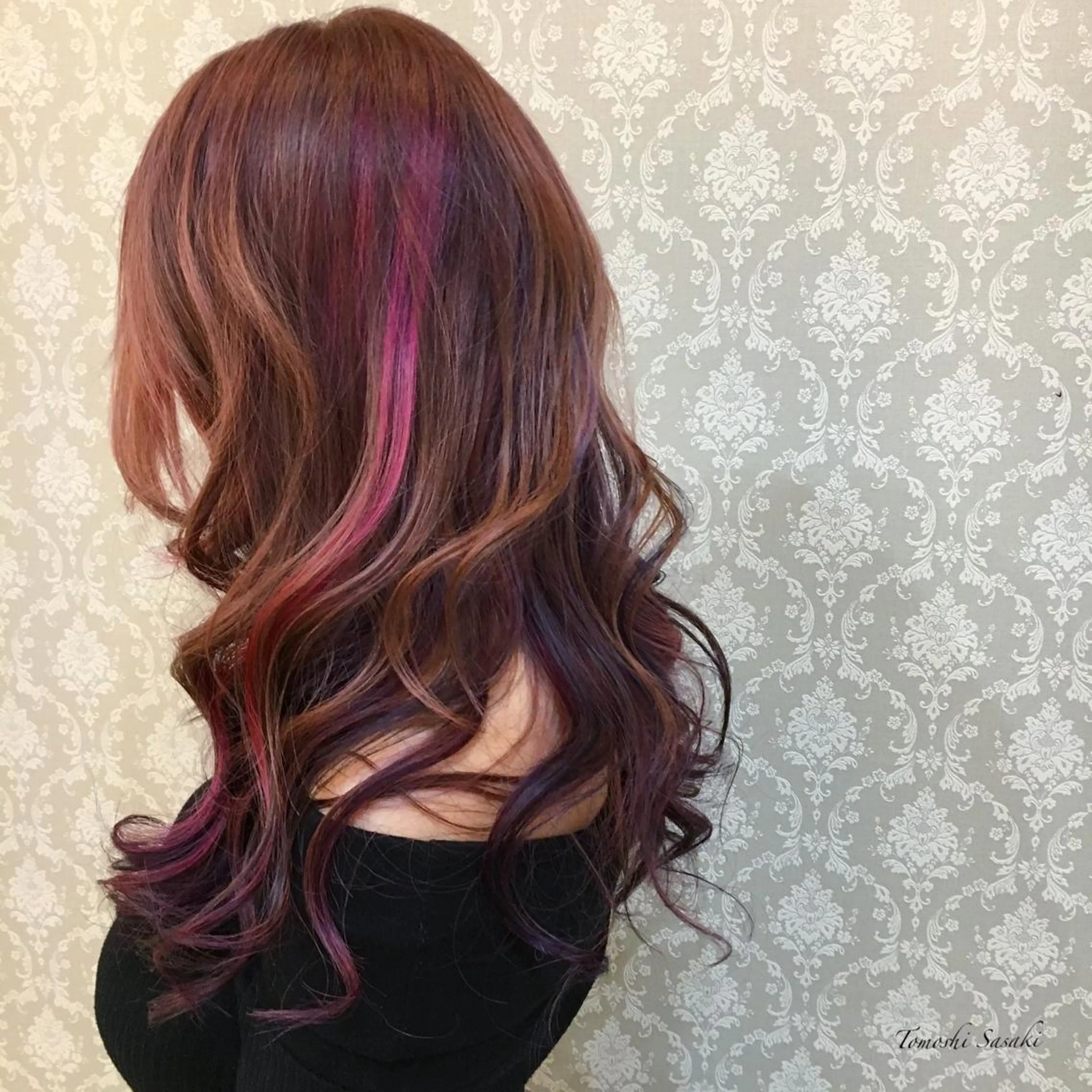 カラー ダブルカラー ピンクカラー ササキ トモシのヘアスタイル