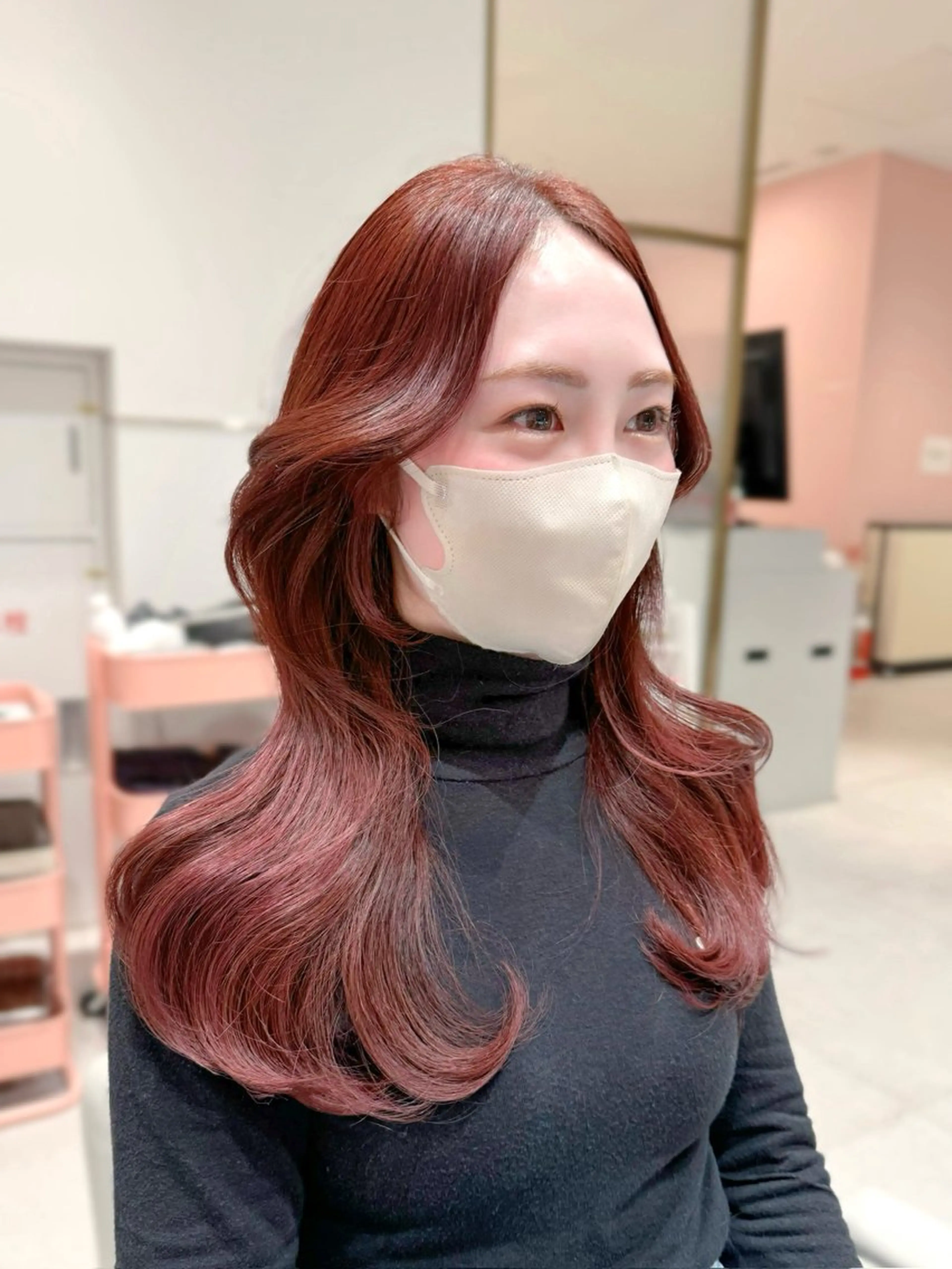 ミディアム カラー ヘアカラー トリートメント ヘッドスパ ヘアセット 韓国ヘア/レイヤー/ 巻き髪/りょーとのヘアスタイル