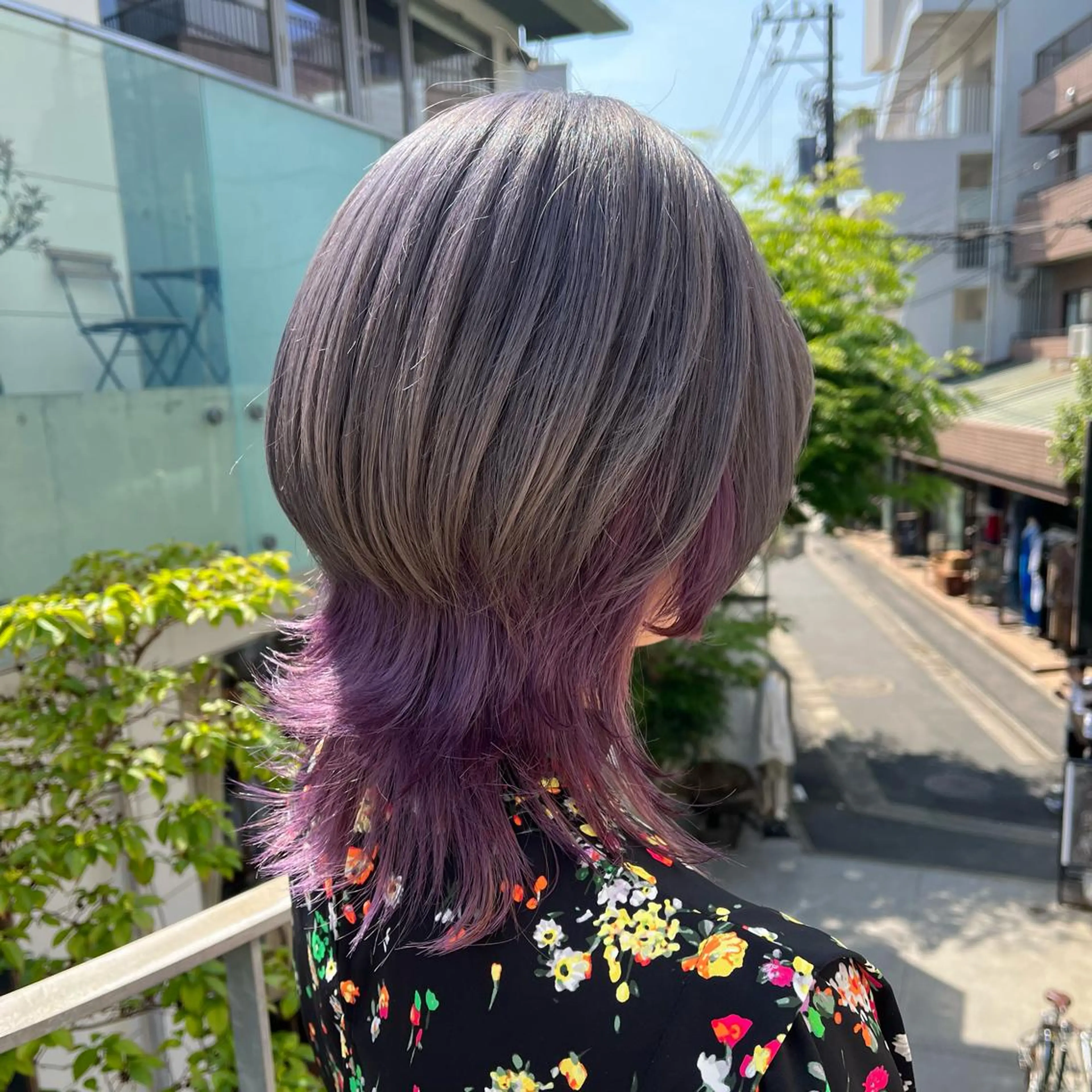 セミロング カラー パープルカラー ウルフカット ボブハイトーン🦖 デザインMAMIのヘアスタイル