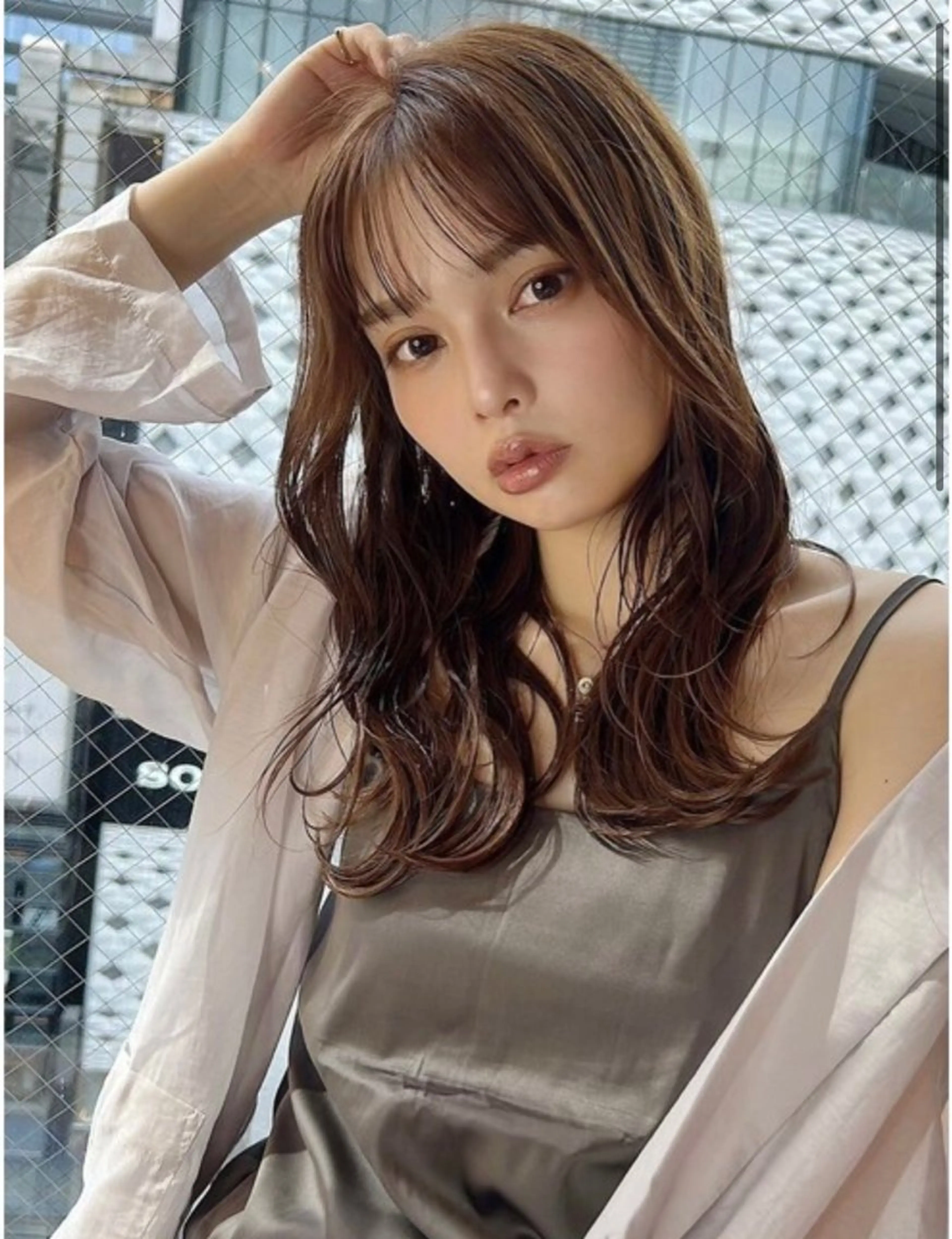 セミロング パーマ 山口大翔 メンズバレイヤージュのヘアスタイル