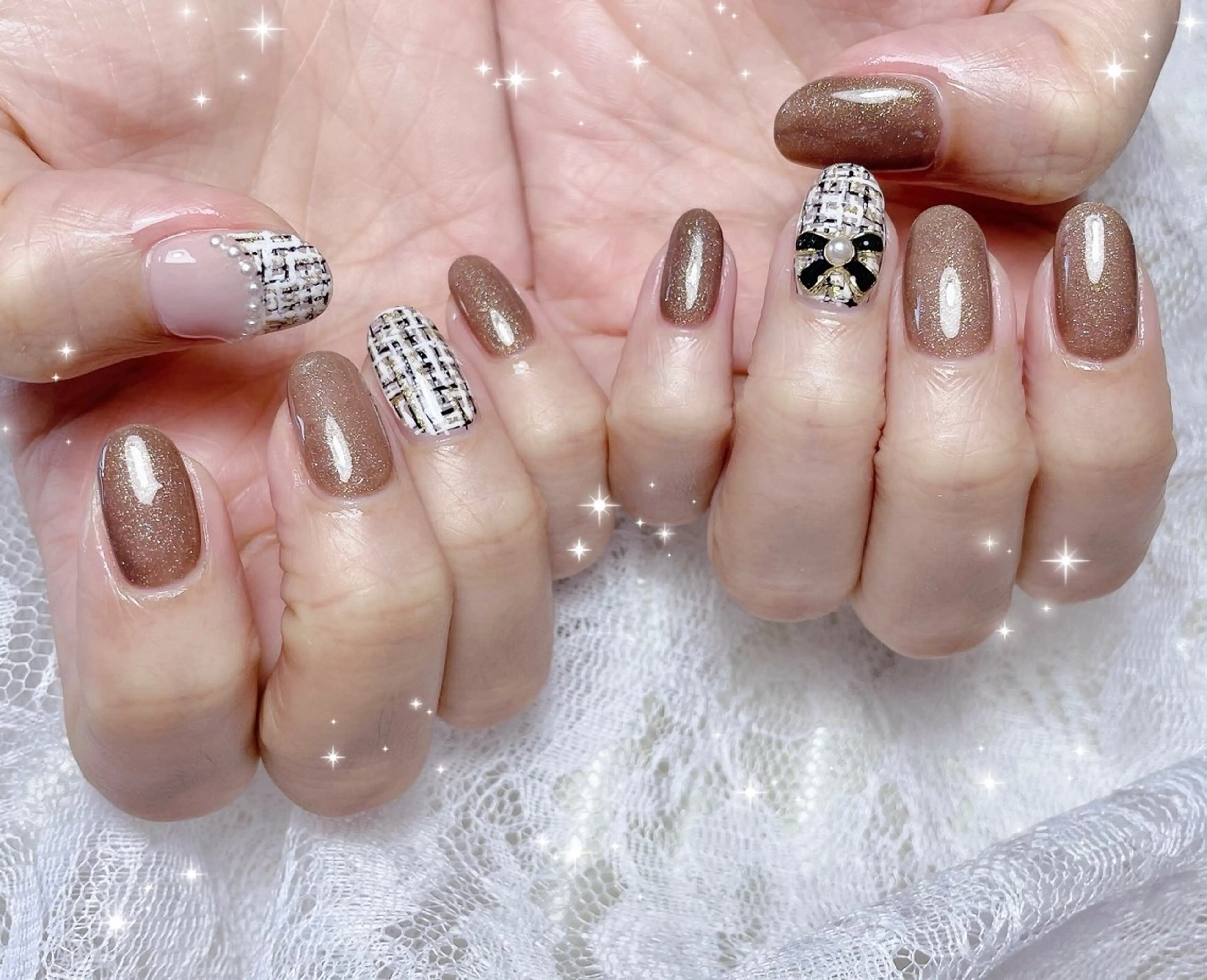 ネイル アートネイル ツイードネイル ハンドネイル FLARE NAIL フレアネイルのネイルデザイン