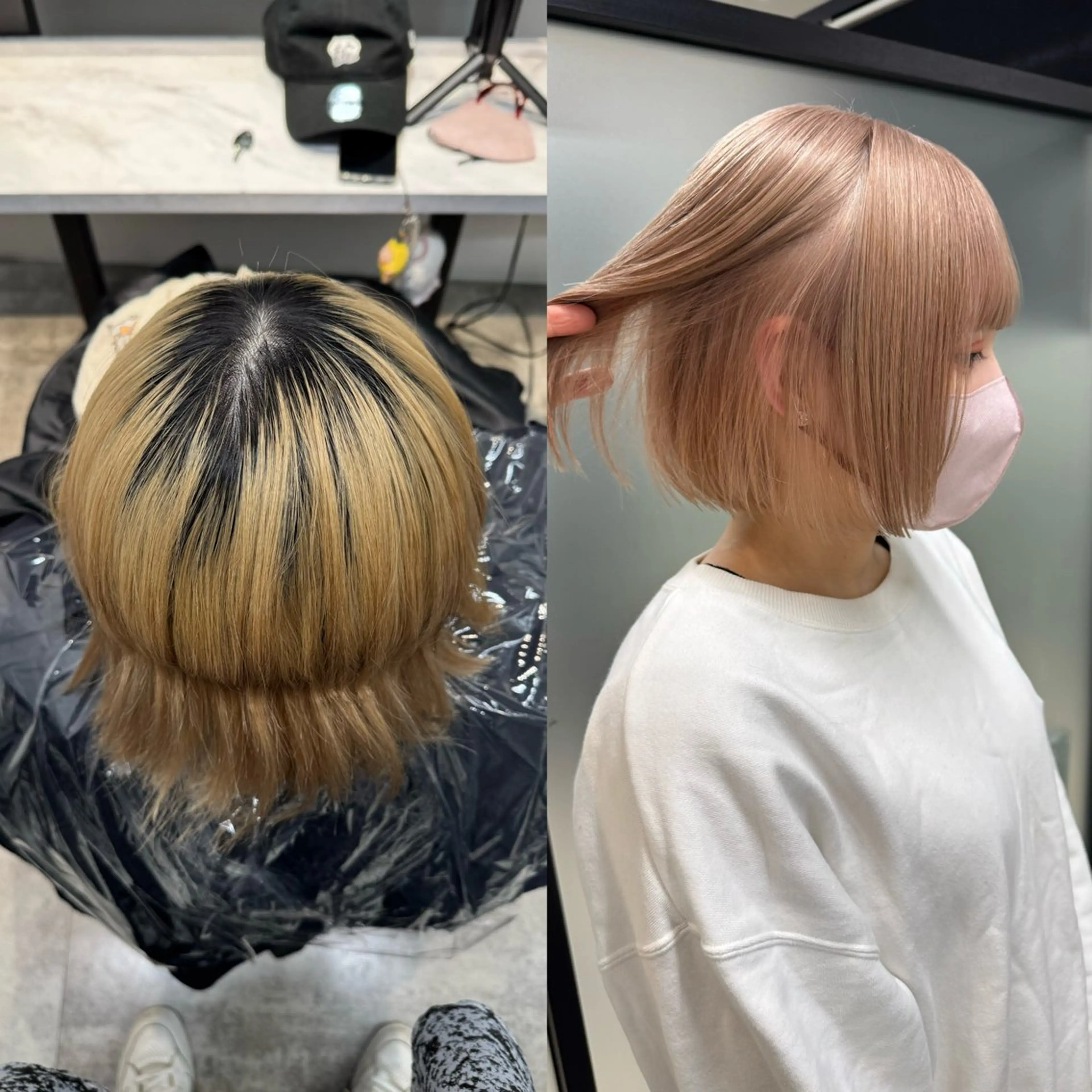 ショート 切りっぱなしボブ ボブ カット ヘアカラー レイヤーカット/韓国 艶カラー🪄REN.のヘアスタイル
