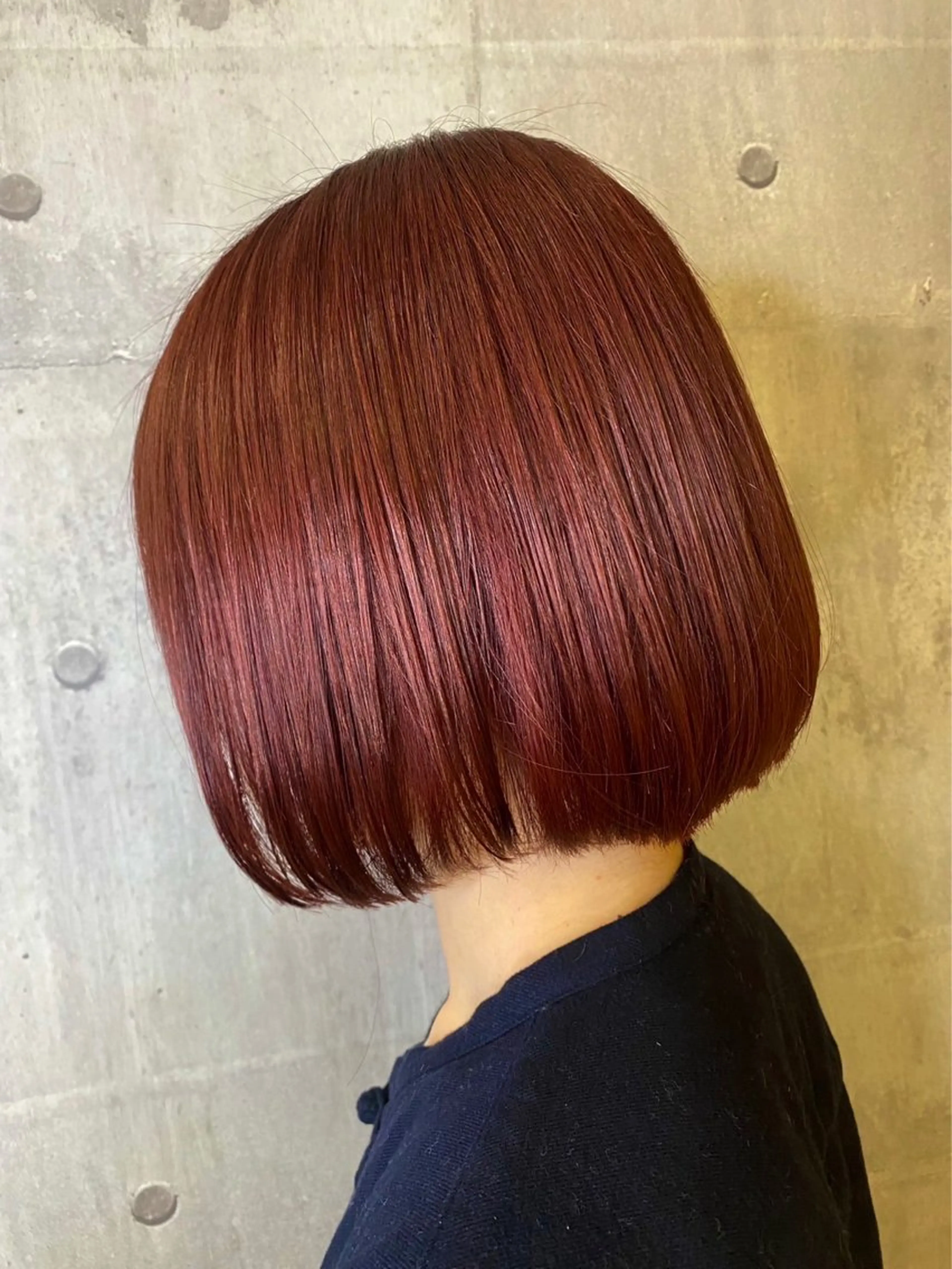 ミディアム カラー レッドカラー カット ヘアカラー トリートメント 髪質改善/艶髪カラー 関野文也のヘアスタイル