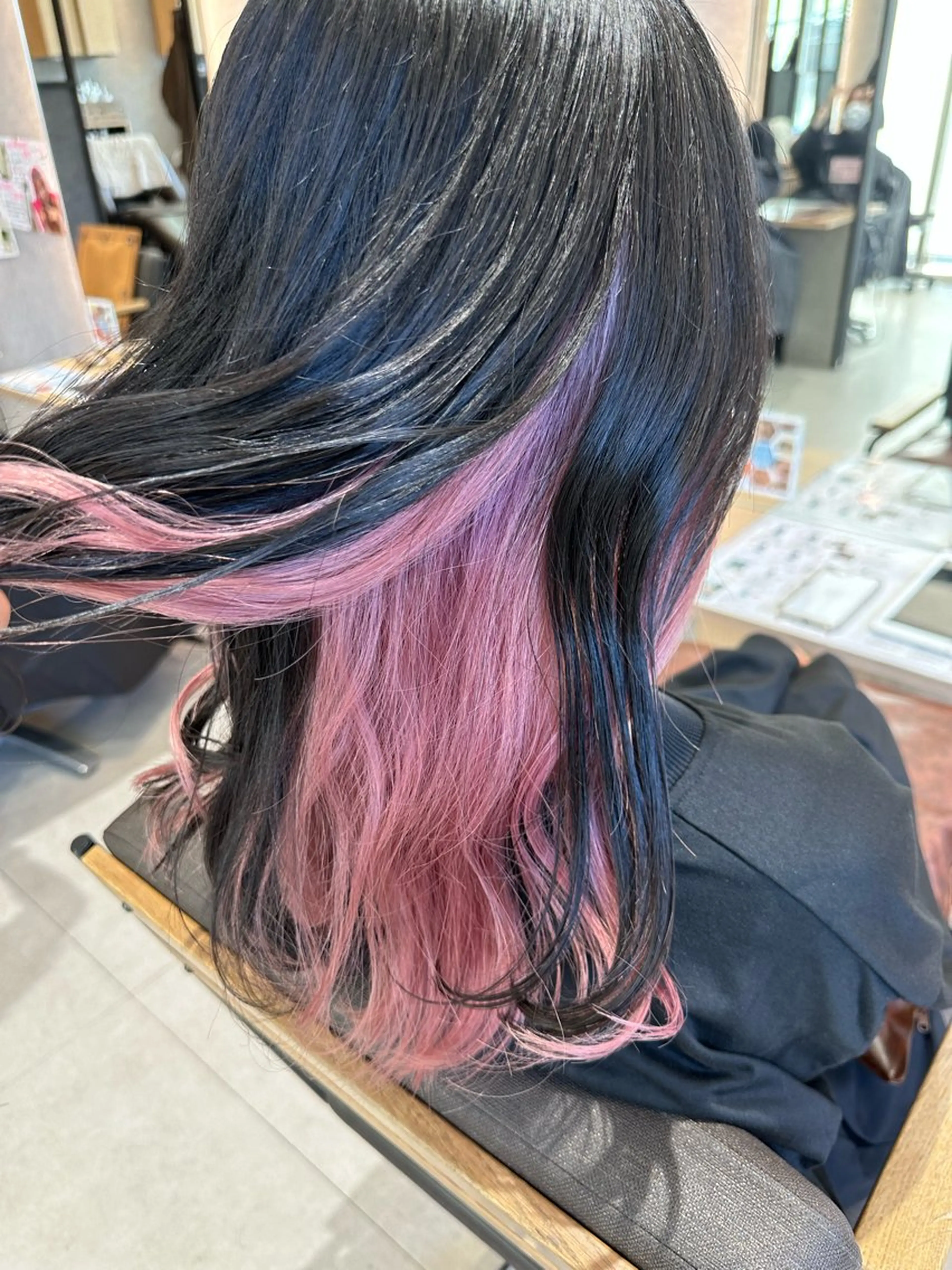 ロング カラー ブリーチ ピンクカラー 🍜のばた 🍜のヘアスタイル