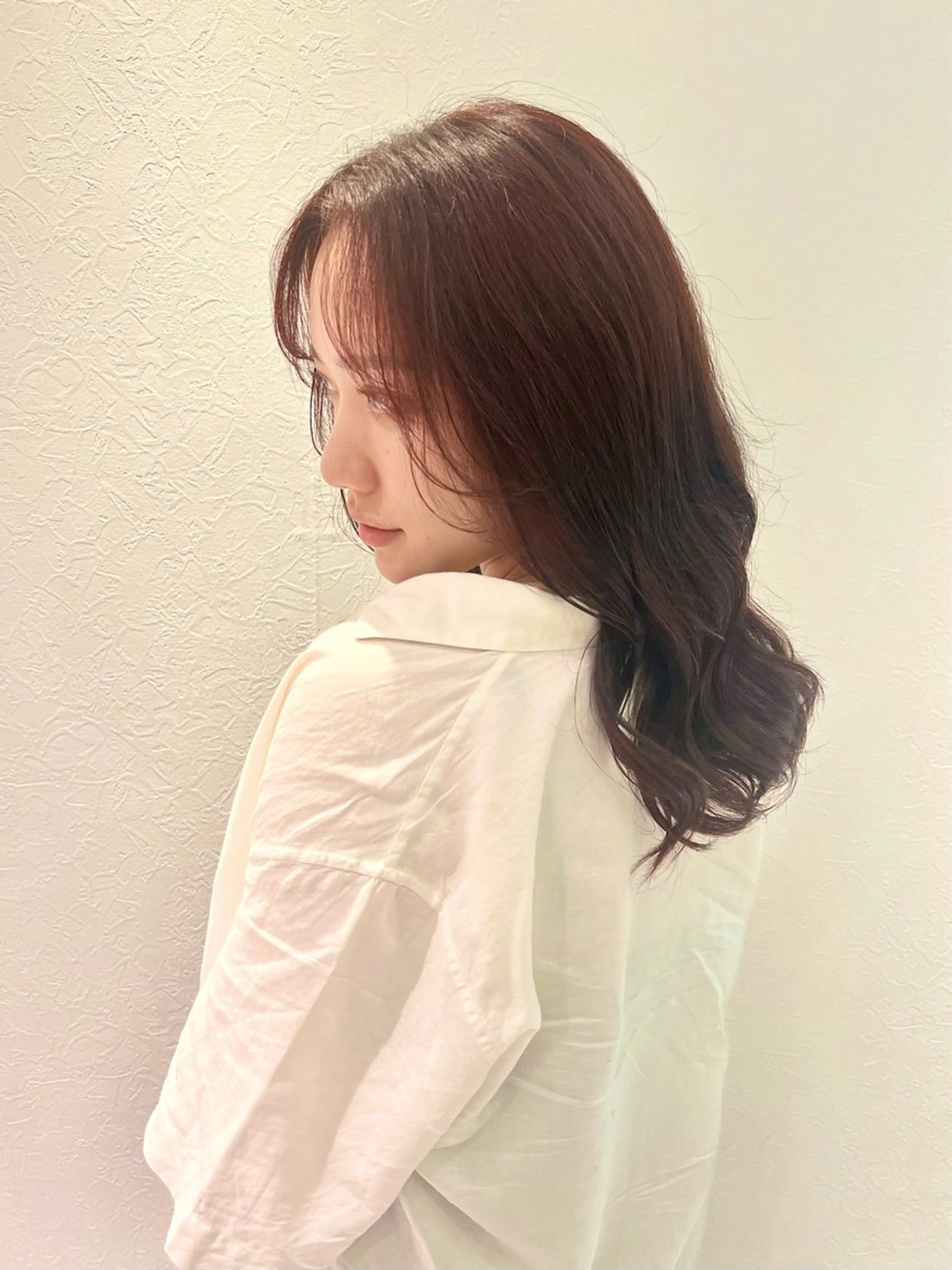 セミロング カラー ヘアアレンジ ブラウンカラー ピンクカラー ピンクブラウン 「sumi」Hair  Design所属・「sumi」 AMIのヘアスタイル