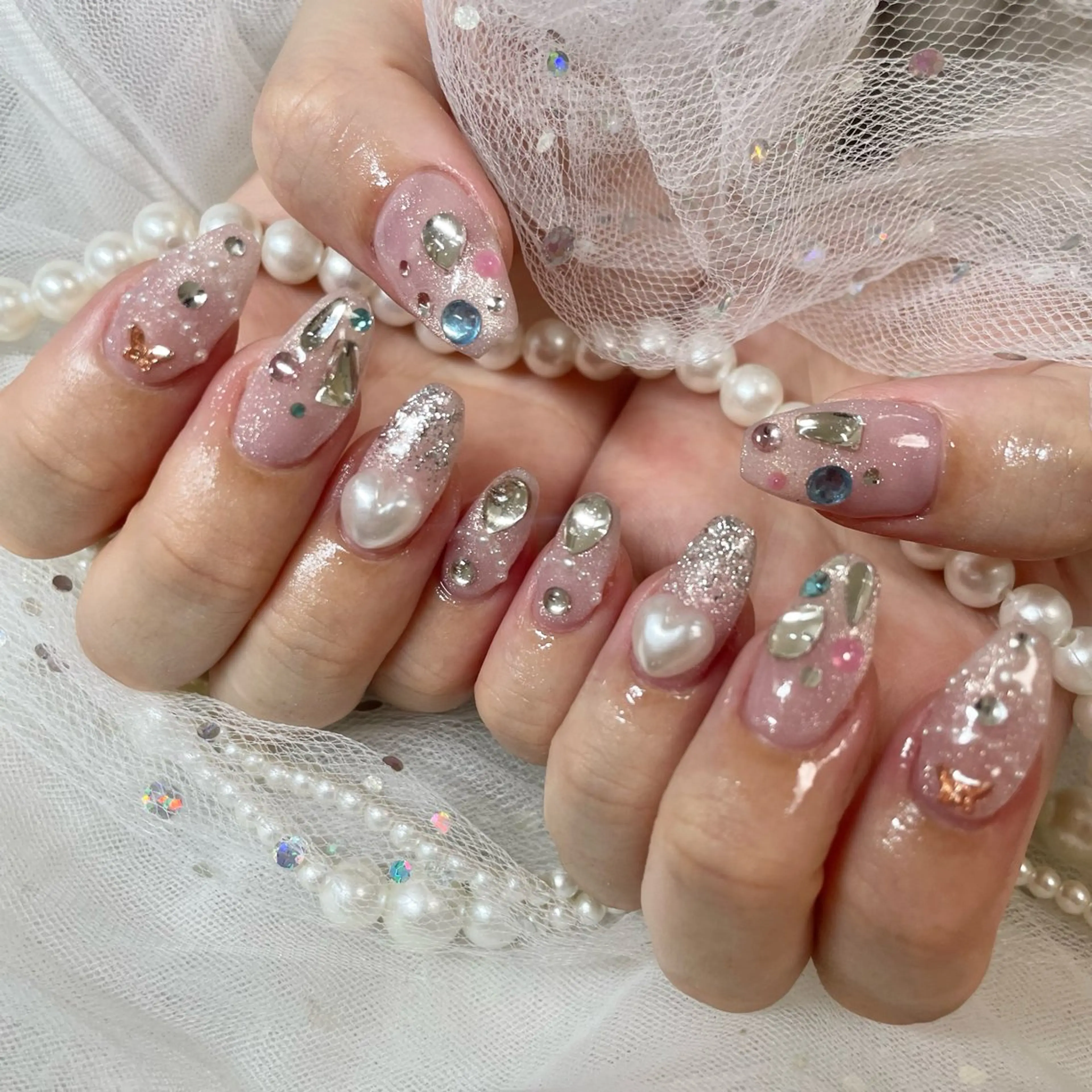 ネイル キラキラネイル 韓国ネイル 夏ネイル ワンホンネイル ハンドネイル フットネイル 🎀AYAKO 🎀中韓ネイルのネイルデザイン