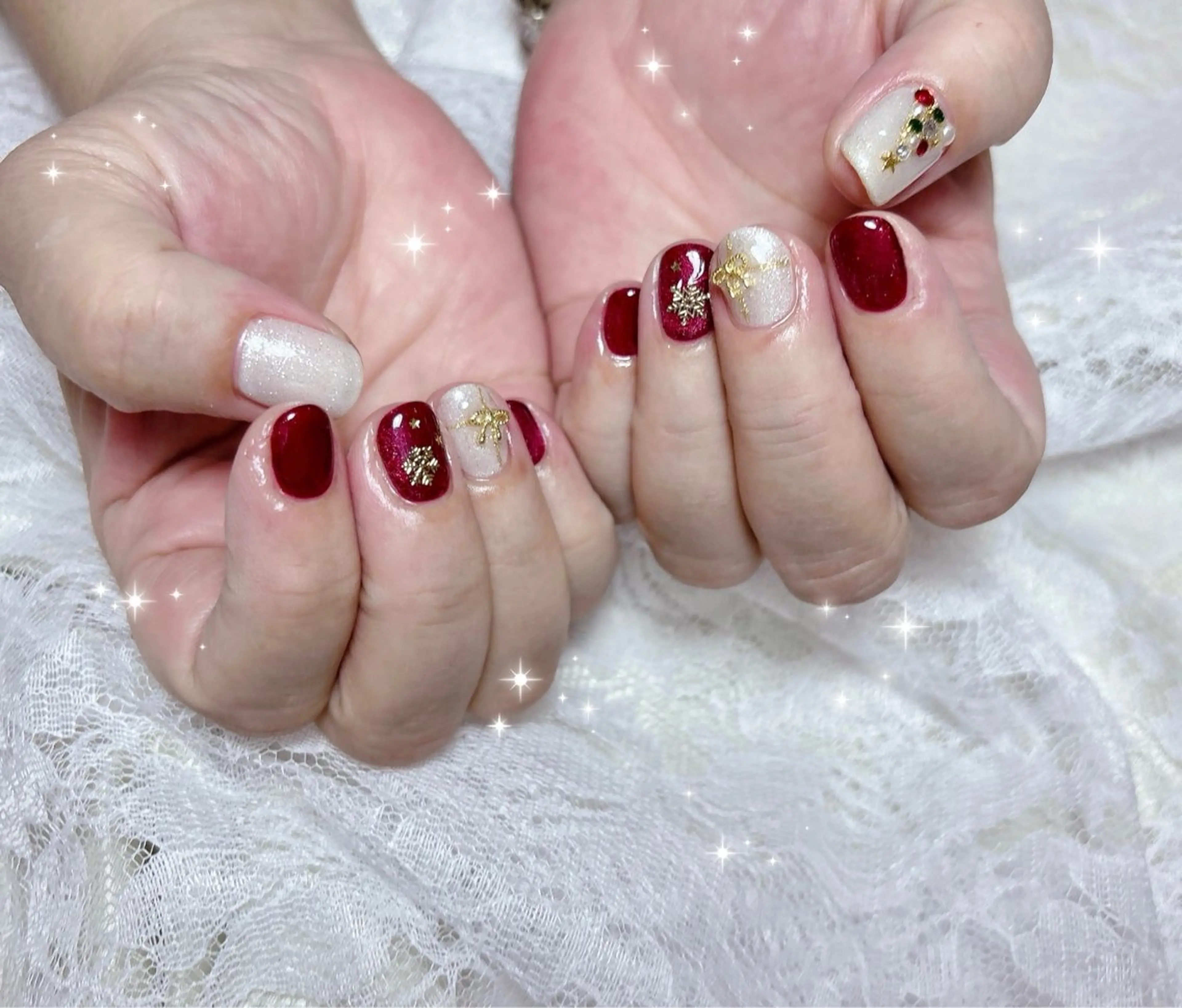 ネイル アートネイル マグネットネイル 冬ネイル クリスマス ハンドネイル FLARE NAIL フレアネイルのネイルデザイン