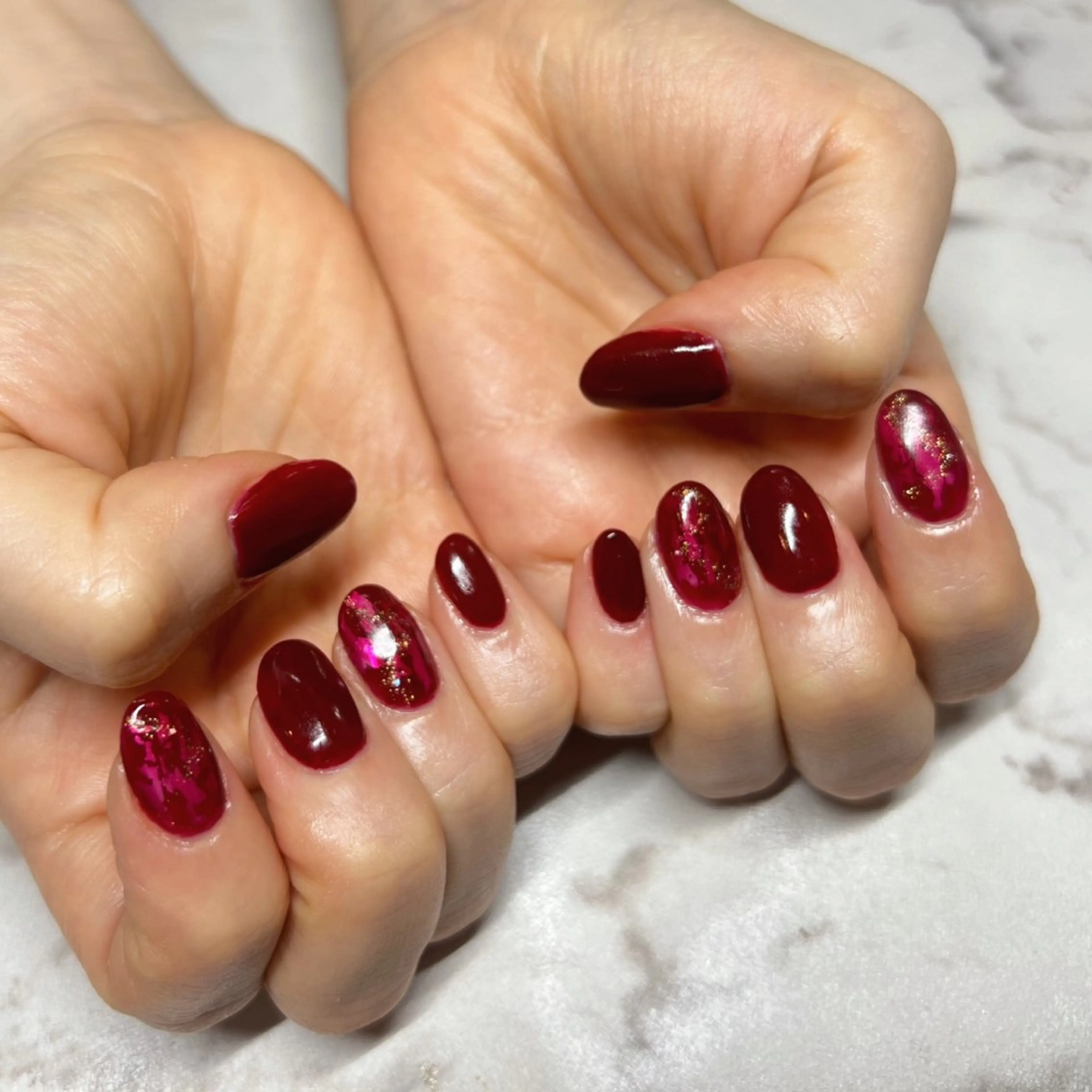 ネイル ボルドー シンプルネイル ハンドネイル ルミエナ銀座 KATAOKAのネイルデザイン