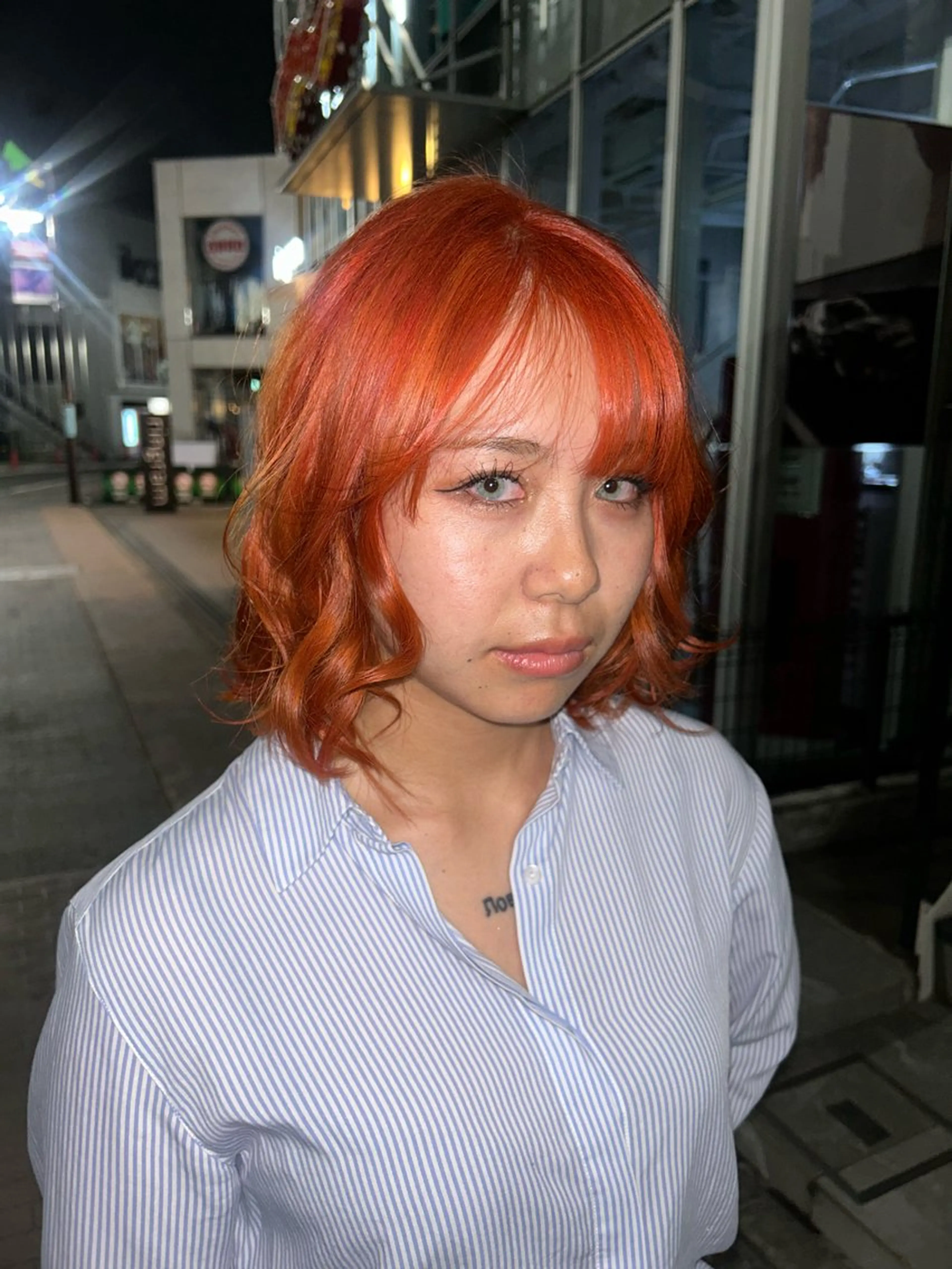 ミディアム カラー ブリーチ オレンジ ヘアカラー モデル募集 ヒカリ🌟のヘアスタイル
