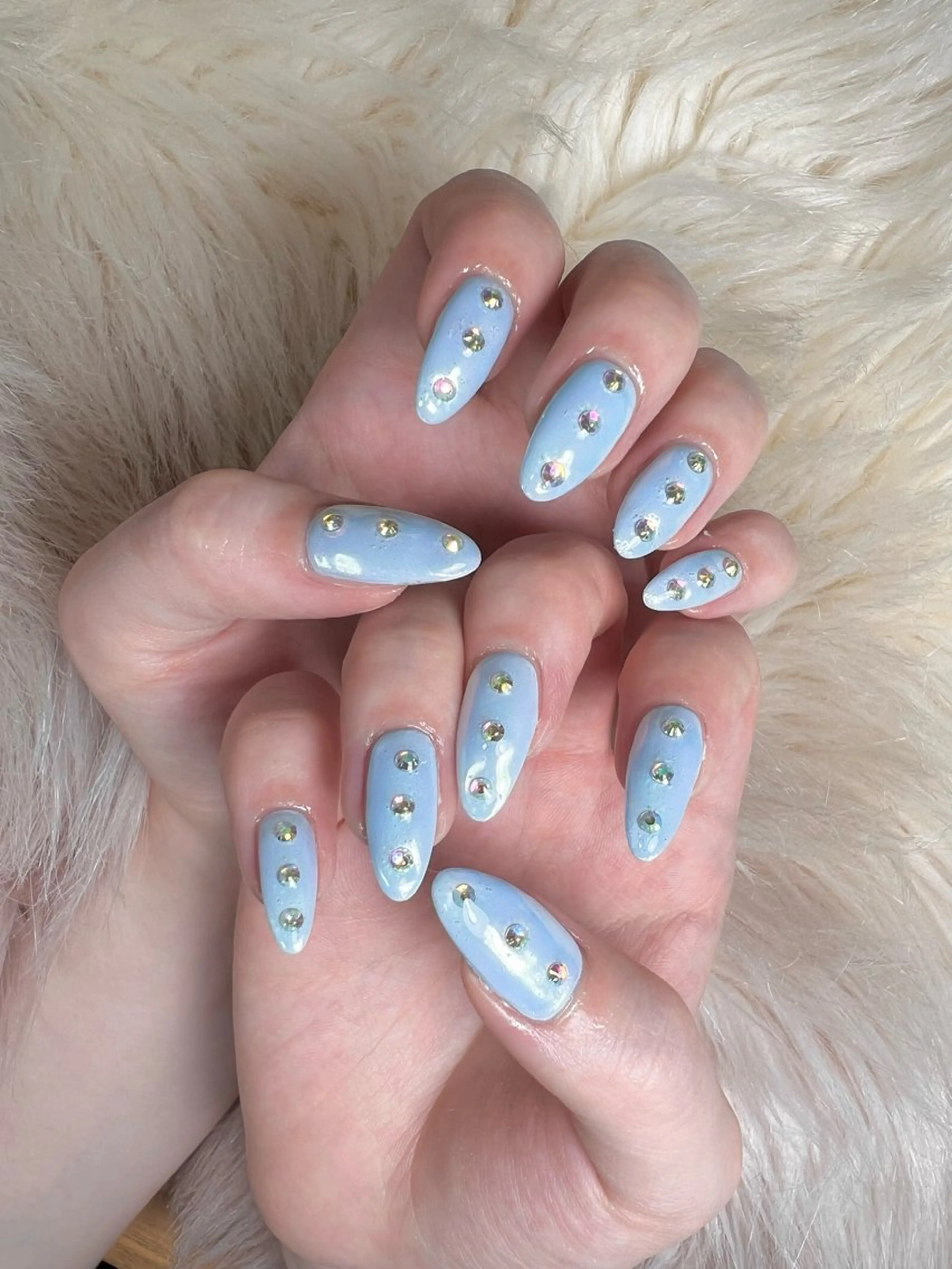 ネイル ブルー ジェルネイル ミラーネイル 持ち込み パラジェル flowers nailのネイルデザイン