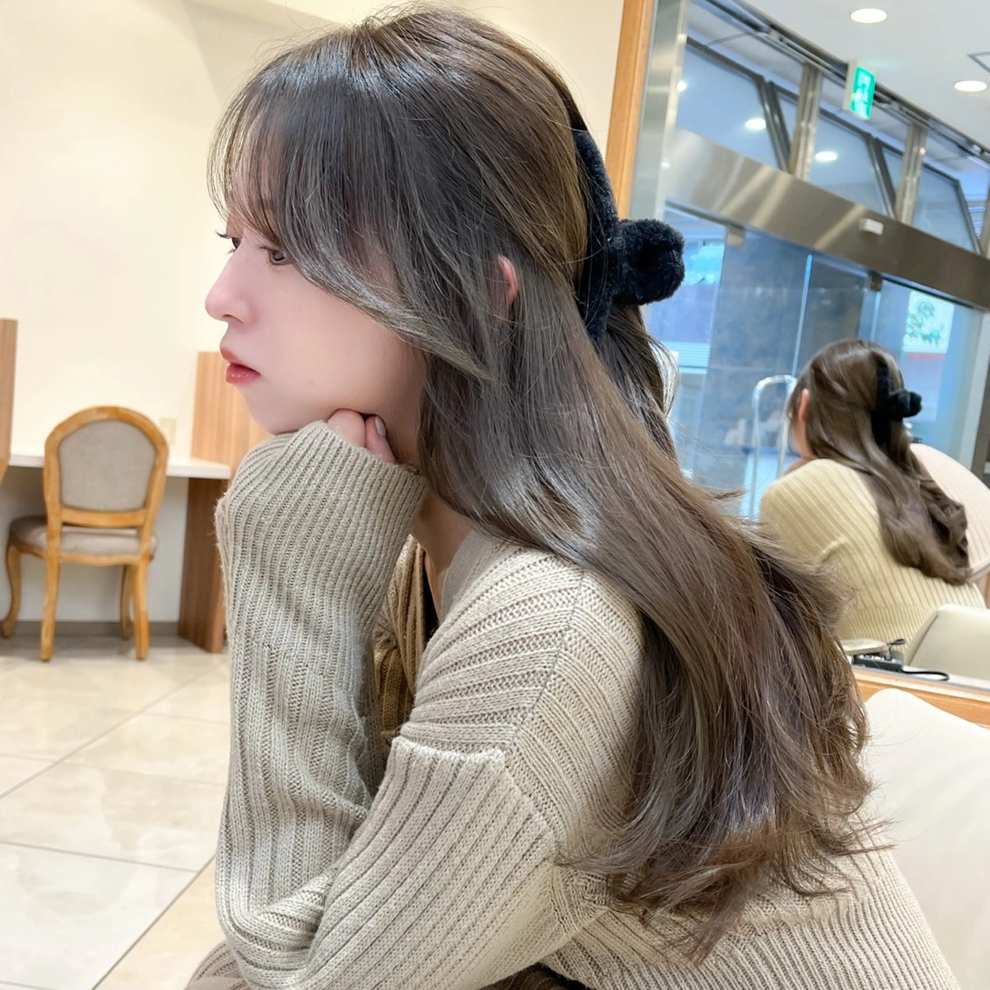 セミロング カラー セミロングパーマ ベージュカラー 黒髪 ブリーチ ブルーカラー カット ヘアカラー トリートメント ミタニ/髪質改善 /レイヤーカットのヘアスタイル