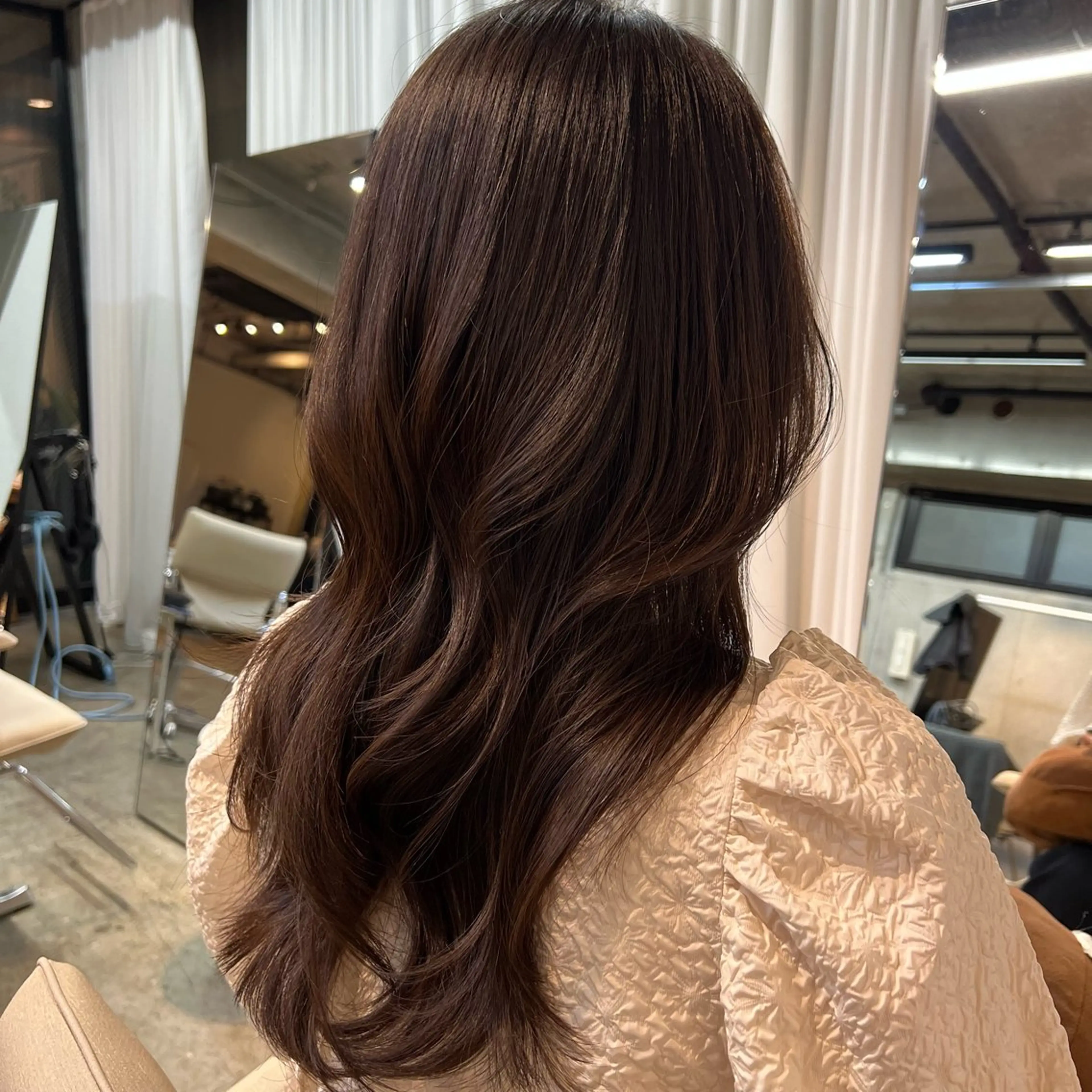 セミロング カラー 透明感カラー オレンジ ヘアカラー トリートメント AIN.ANLY 明治神宮前所属・ムツキ/品のある 艶カラー/縮毛矯正のヘアスタイル