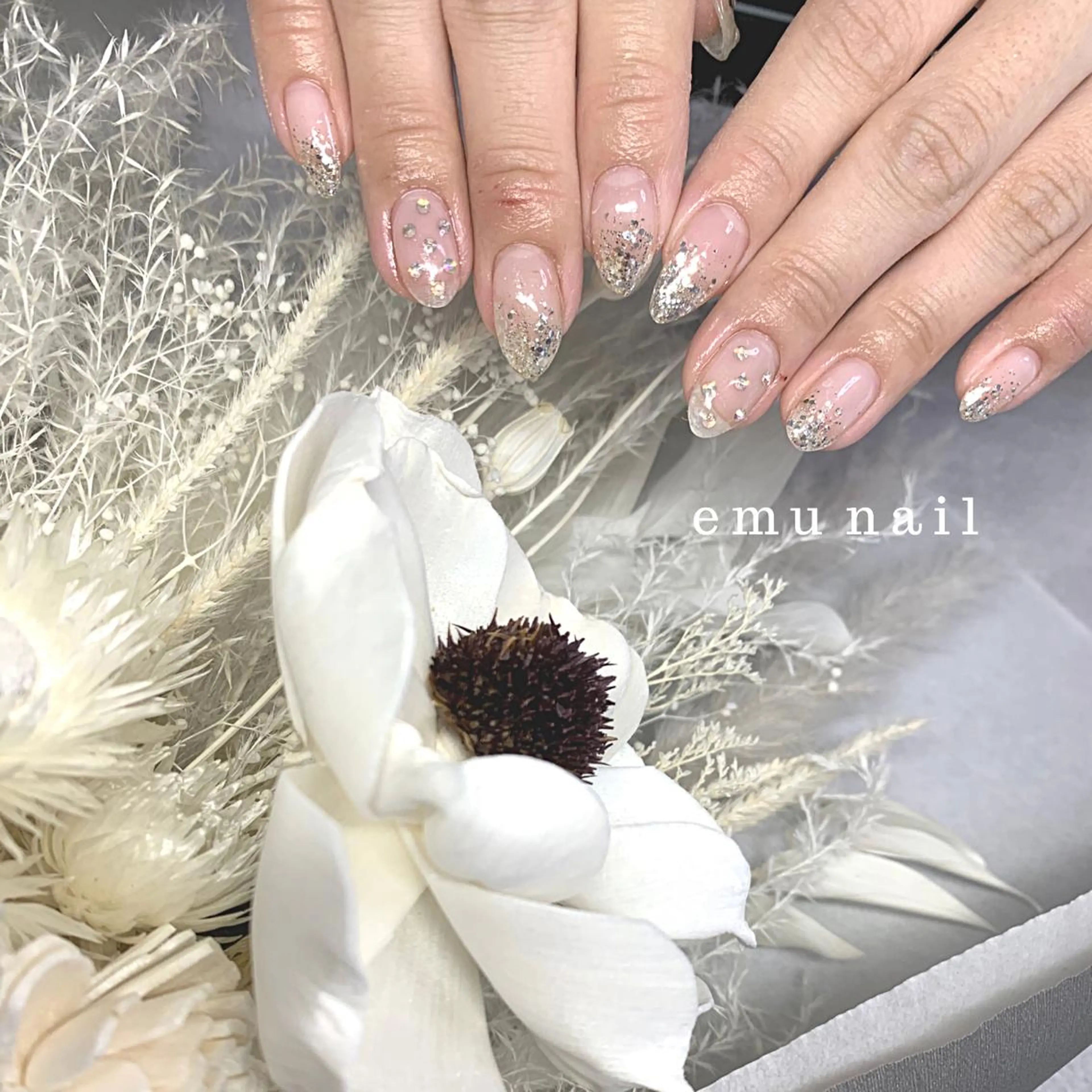 ネイル グラデーション キラキラネイル ラメ(グリッター) ラメグラデーション 持ち込み emu nailのネイルデザイン