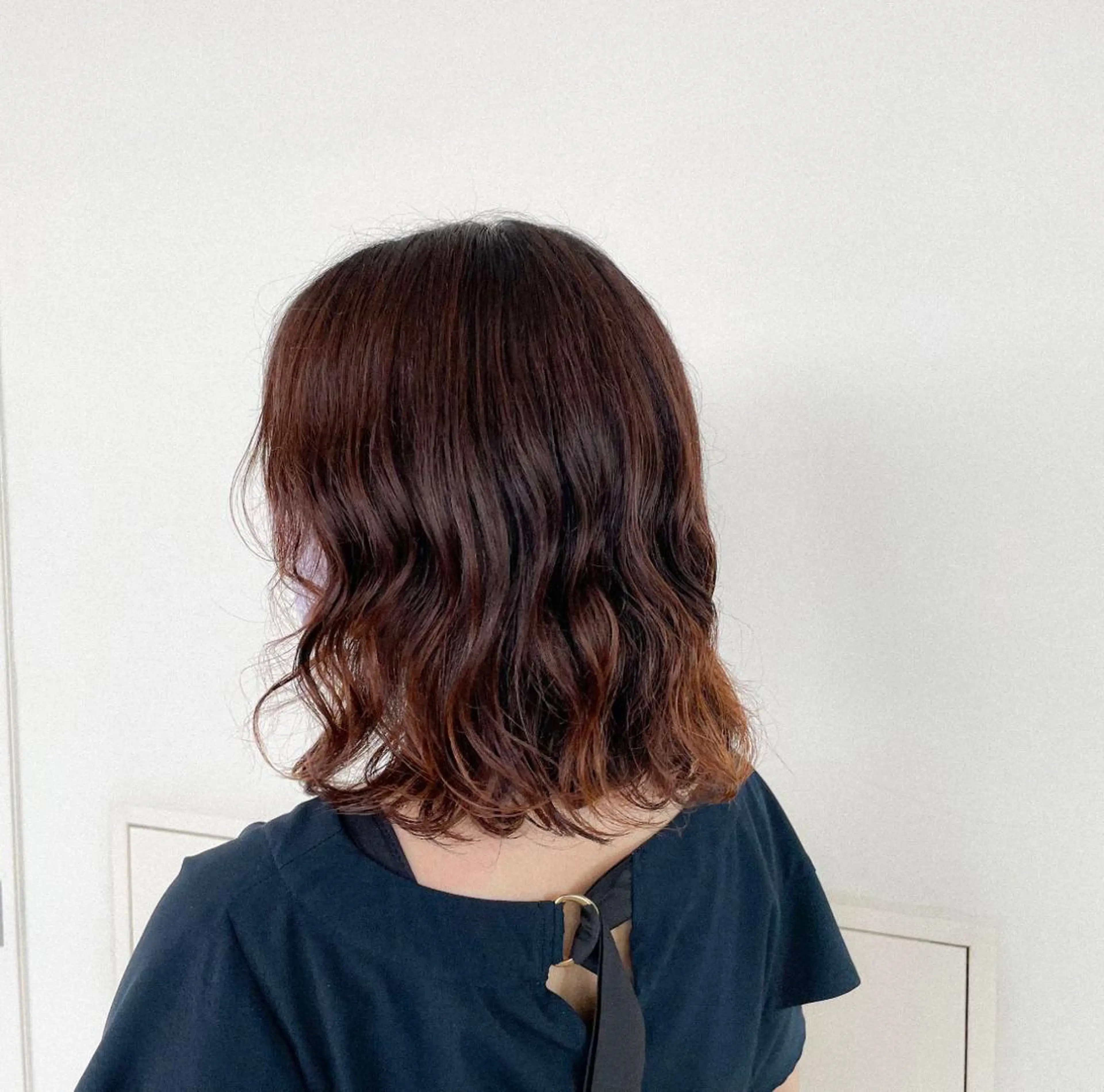ミディアム パーマ ミディアムパーマ ボブ 落合 美穂のヘアスタイル