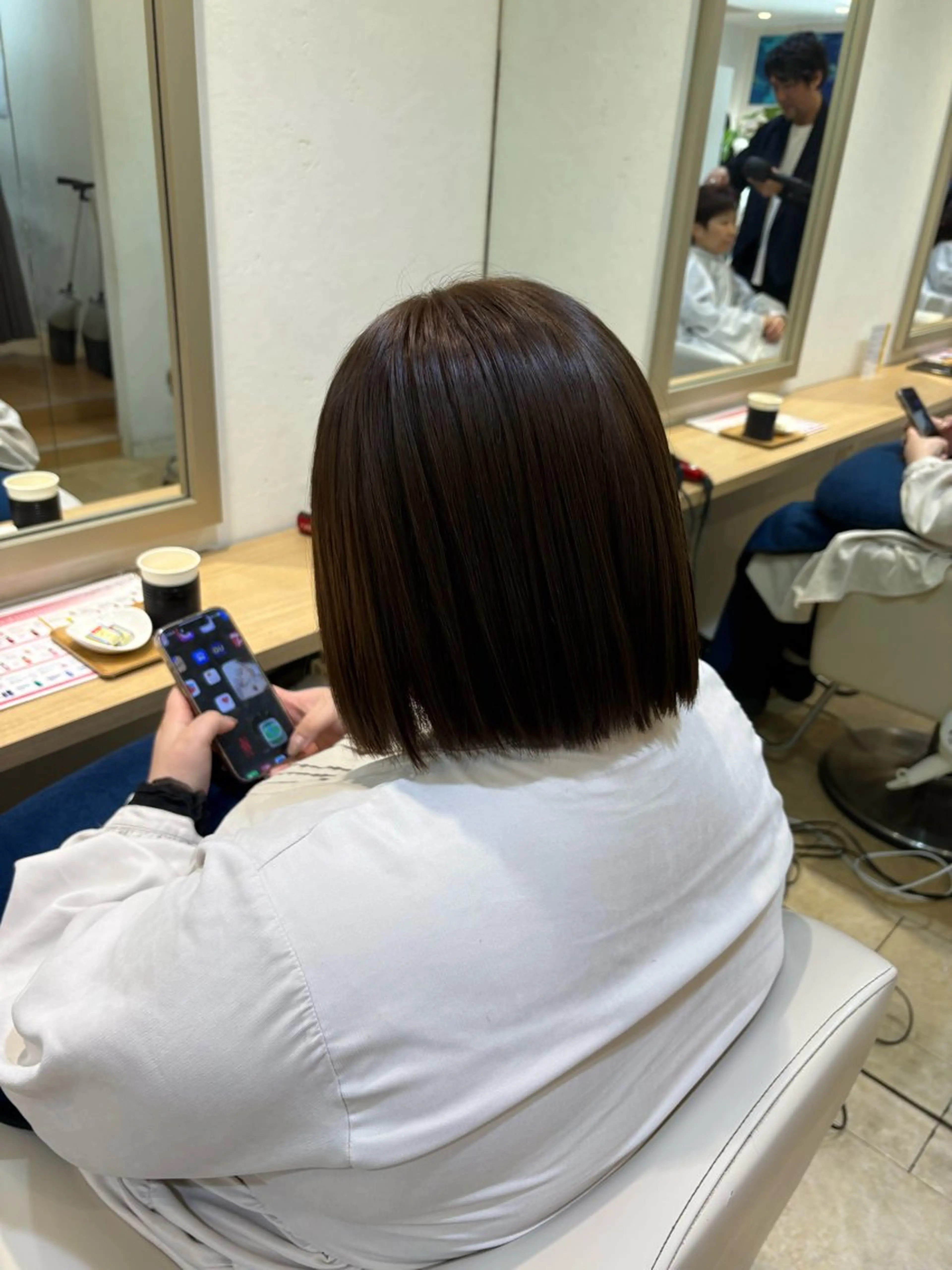 ミディアム カラー 縮毛矯正 あいり 福岡美容師のヘアスタイル