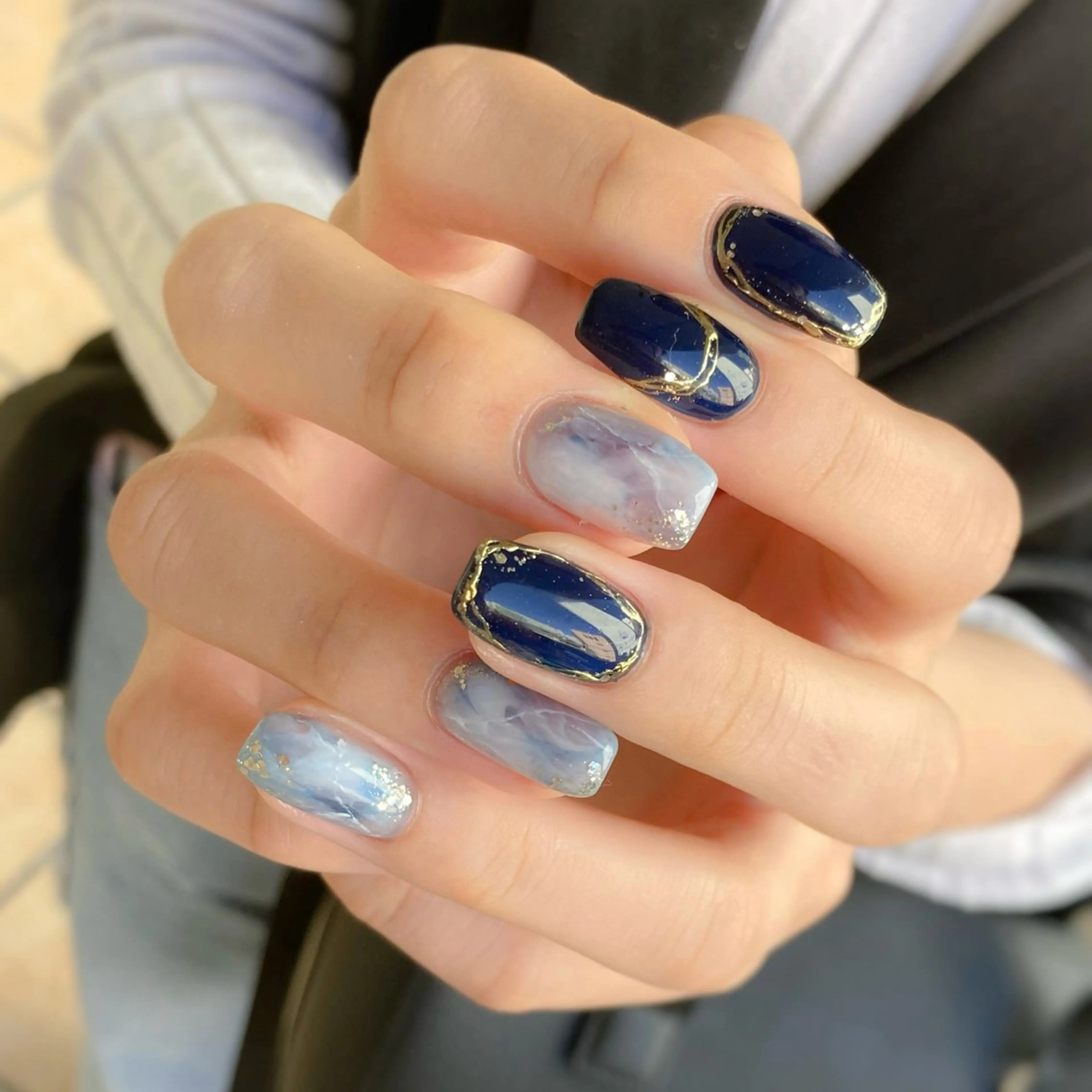 ネイル 大理石ネイル(マーブル) ネイビー nail salon neige所属・ジェムネイル Risa.のネイルデザイン