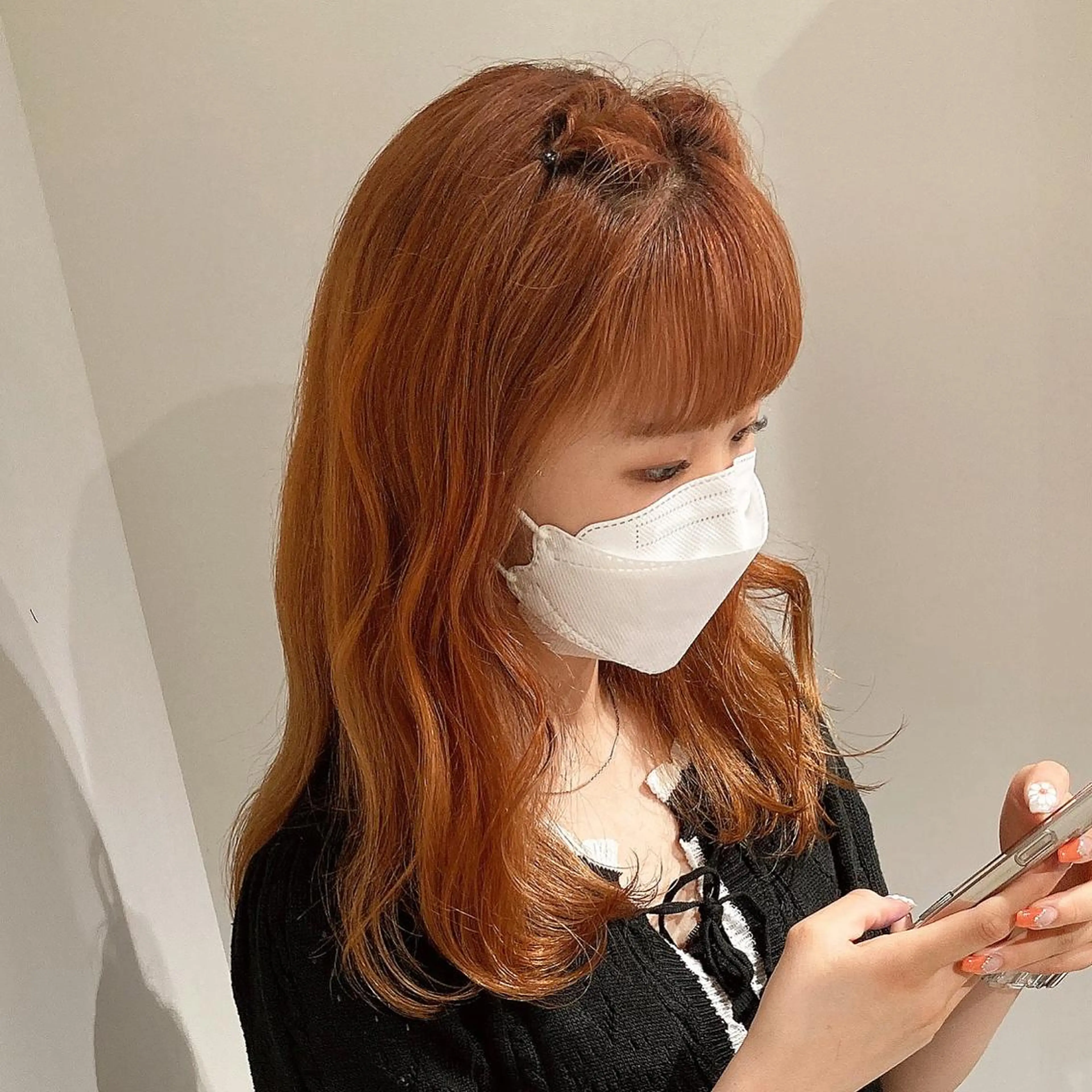 セミロング カラー オレンジ カット ヘアカラー トリートメント GO TODAY  SHAIRE  SALON   渋谷モディ所属・スキバサミを使わない カット🌼唯🌼のヘアスタイル