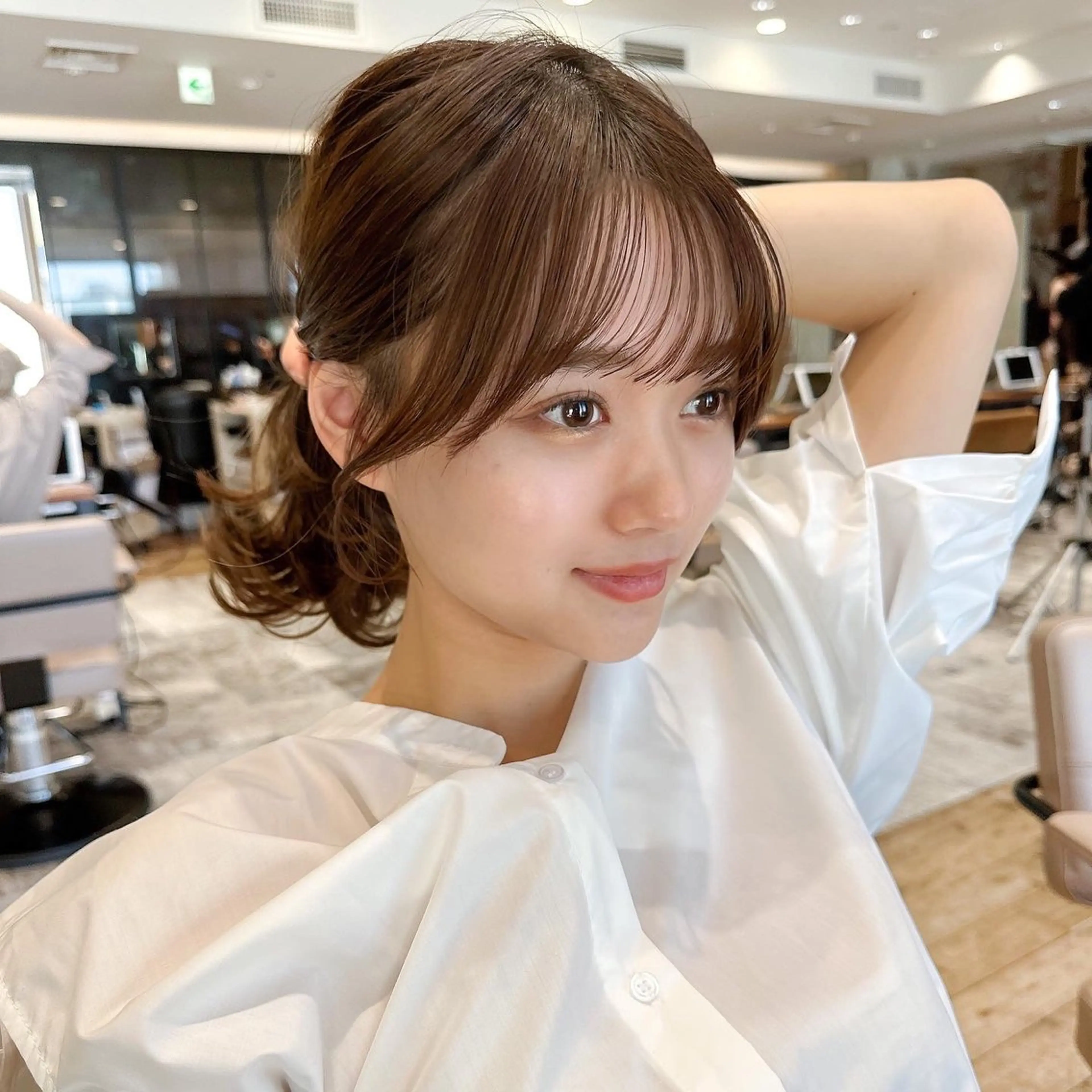 セミロング カラー ベージュカラー ブラウンカラー ブラウンベージュ くびれヘア 顔周りカット カット ヘアカラー トリートメント 顔周り/くびれヘア 韓国ヘア💕風間るなのヘアスタイル