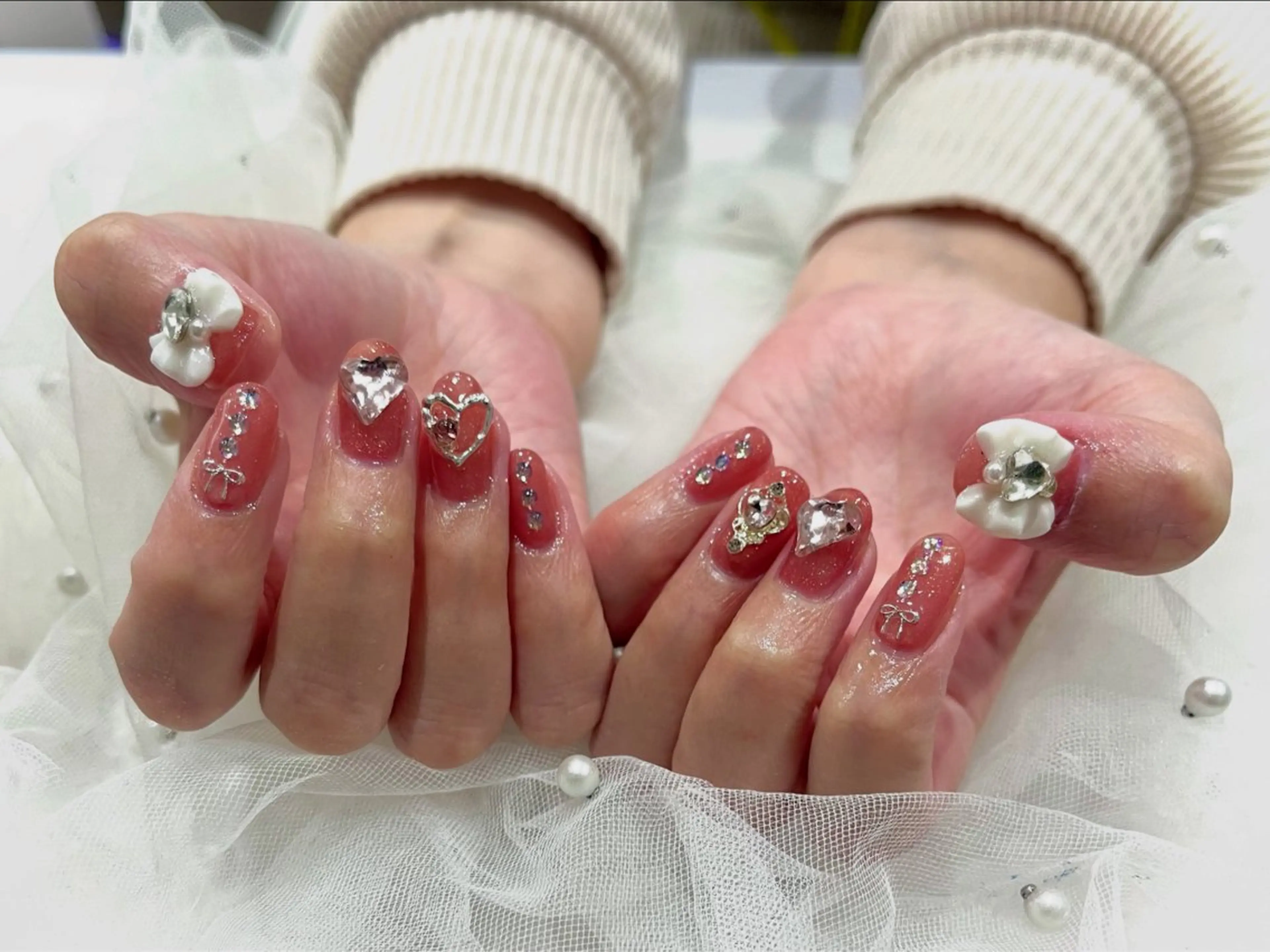 ネイル ハート ハンドネイル Nail salon Cielel⟡Ayaのネイルデザイン