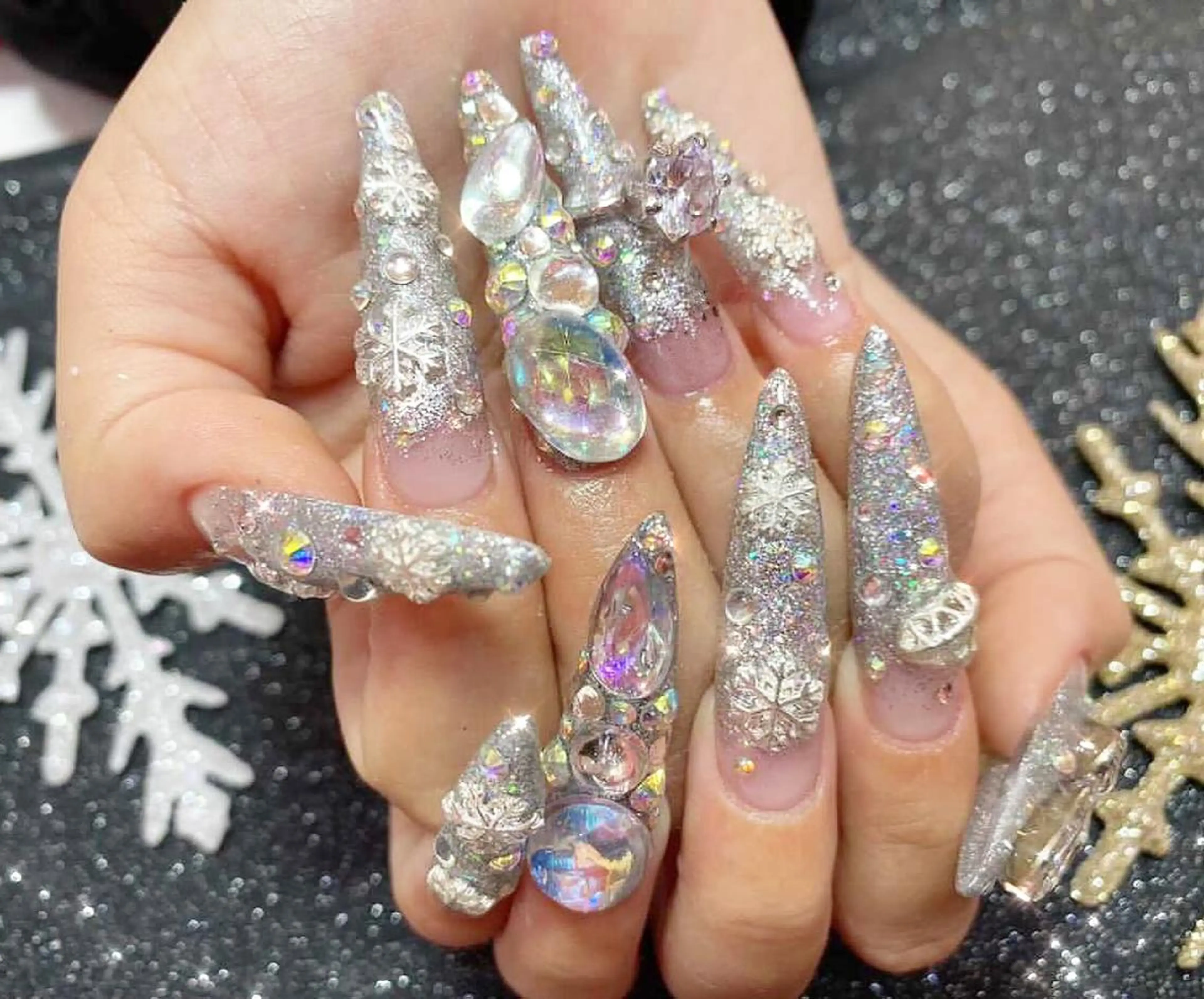 ロング カラー メンズ キッズ ネイル ストーンネイル NAILSGOGO shibuyaのネイルデザイン