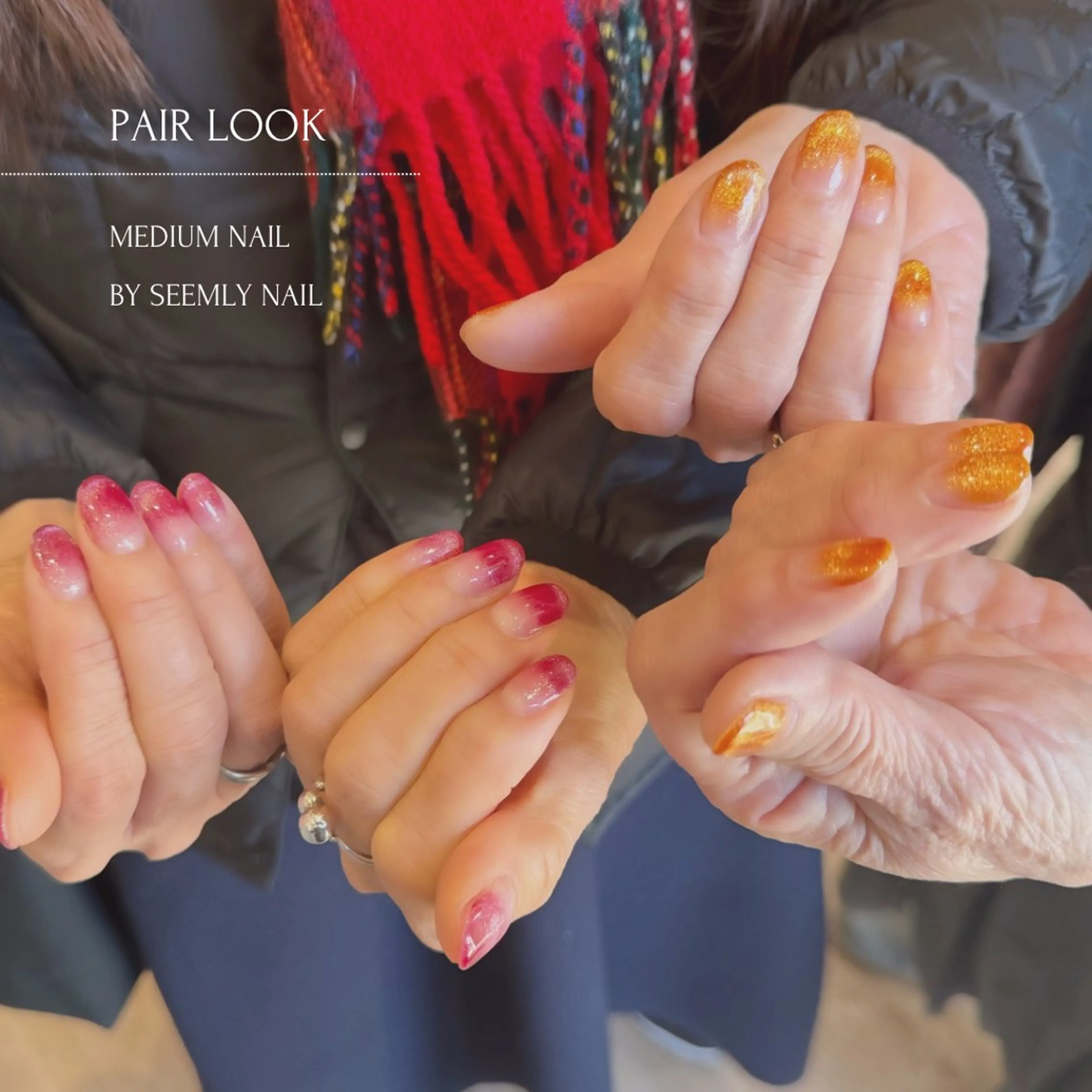 ネイル ジェルネイル グラデーション マグネットネイル パラジェル 冬ネイル ハンドネイル Seemly 千田町店所属・フラワーパラジェル 🌸シームリーエミのネイルデザイン