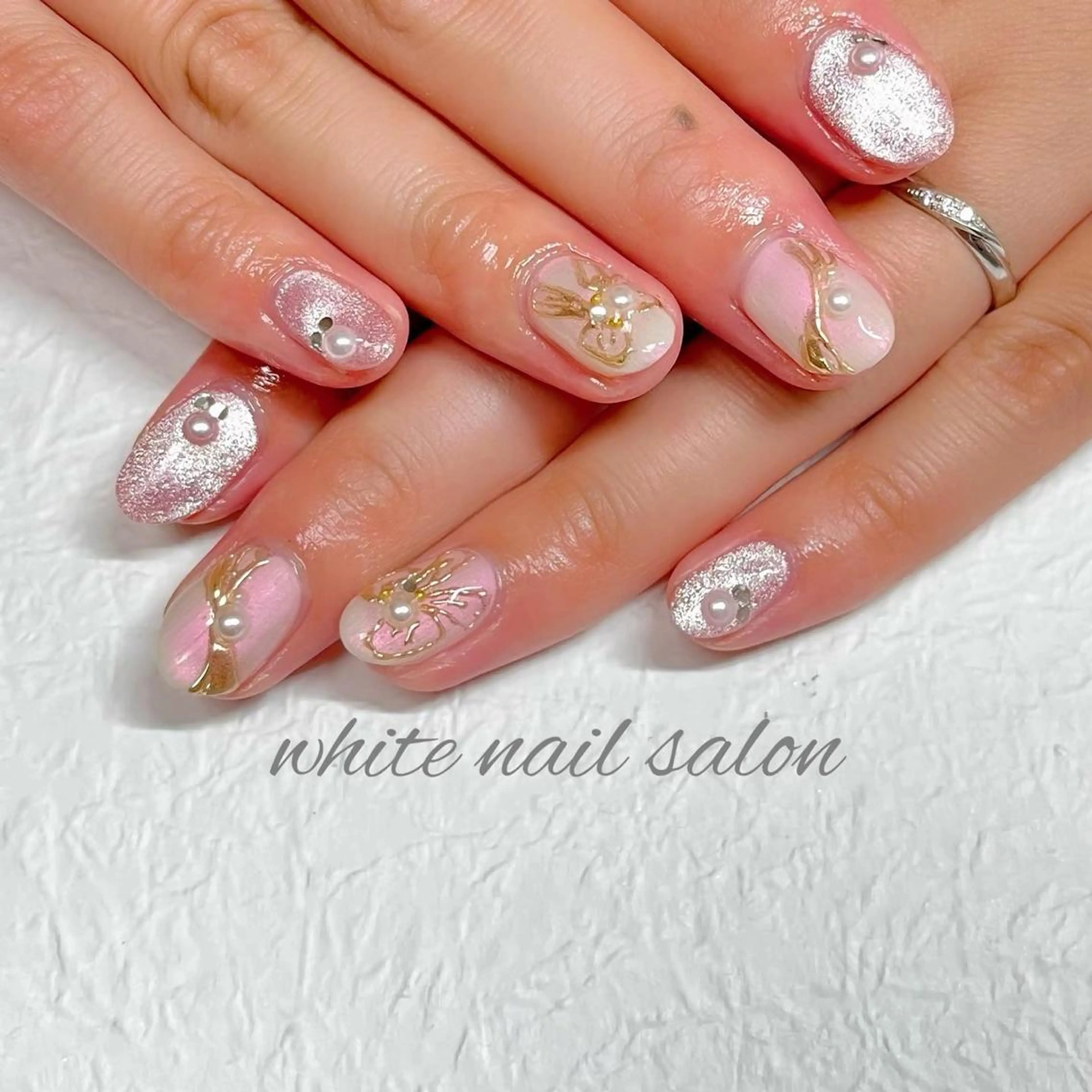 ネイル ジェルネイル ハードジェル ラメ(グリッター) 持ち込み ソフトジェル ハンドネイル white nail salonのネイルデザイン