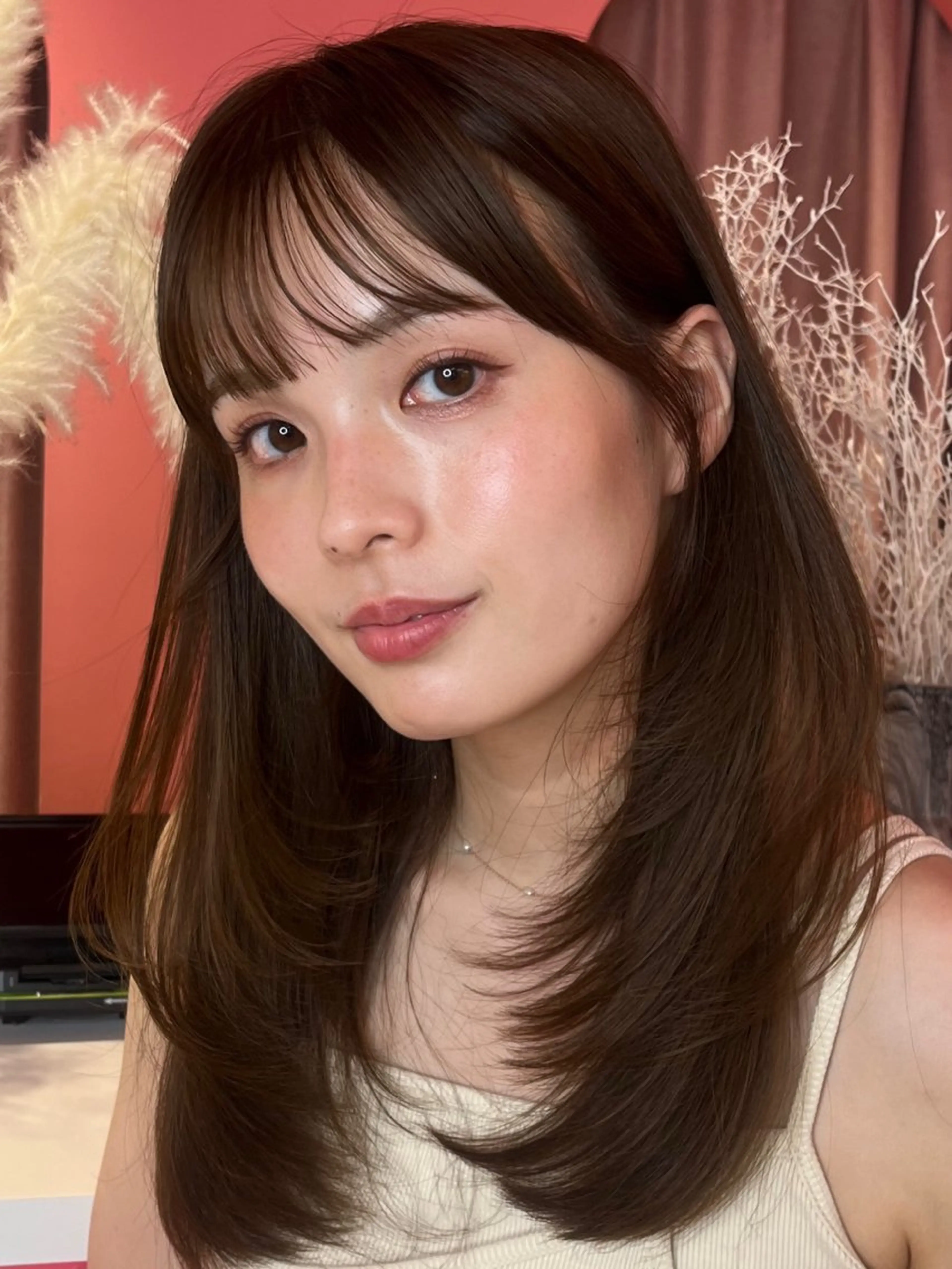 ロング カラー 山崎/ボブ縮毛矯正 レイヤー髪質改善のヘアスタイル