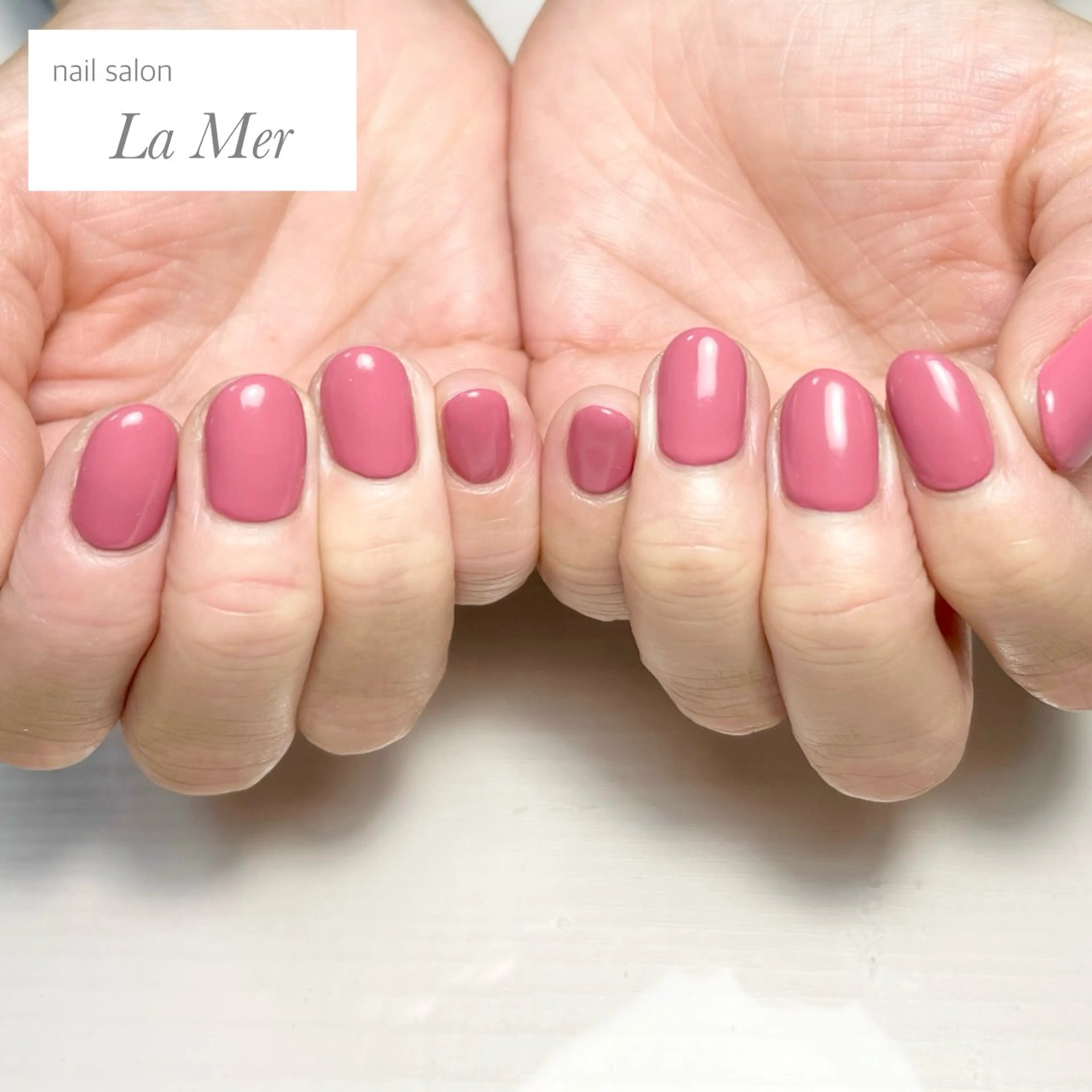 ネイル ジェルネイル オフィスネイル ワンカラーネイル ピンク シンプルネイル ハンドネイル nailsalon La Merのネイルデザイン