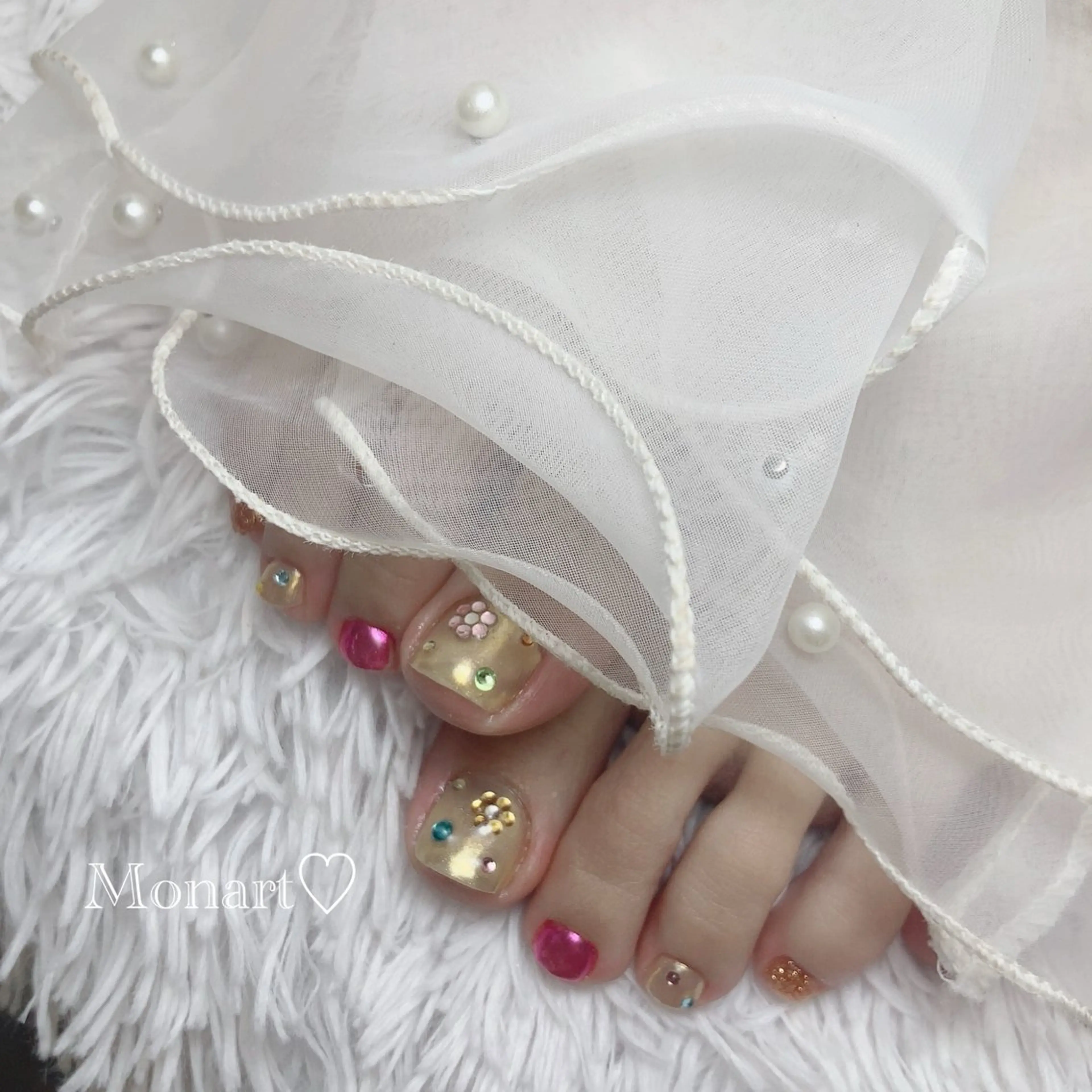 ネイル ミラーネイル ストーンネイル Monart♡ Misaoのネイルデザイン