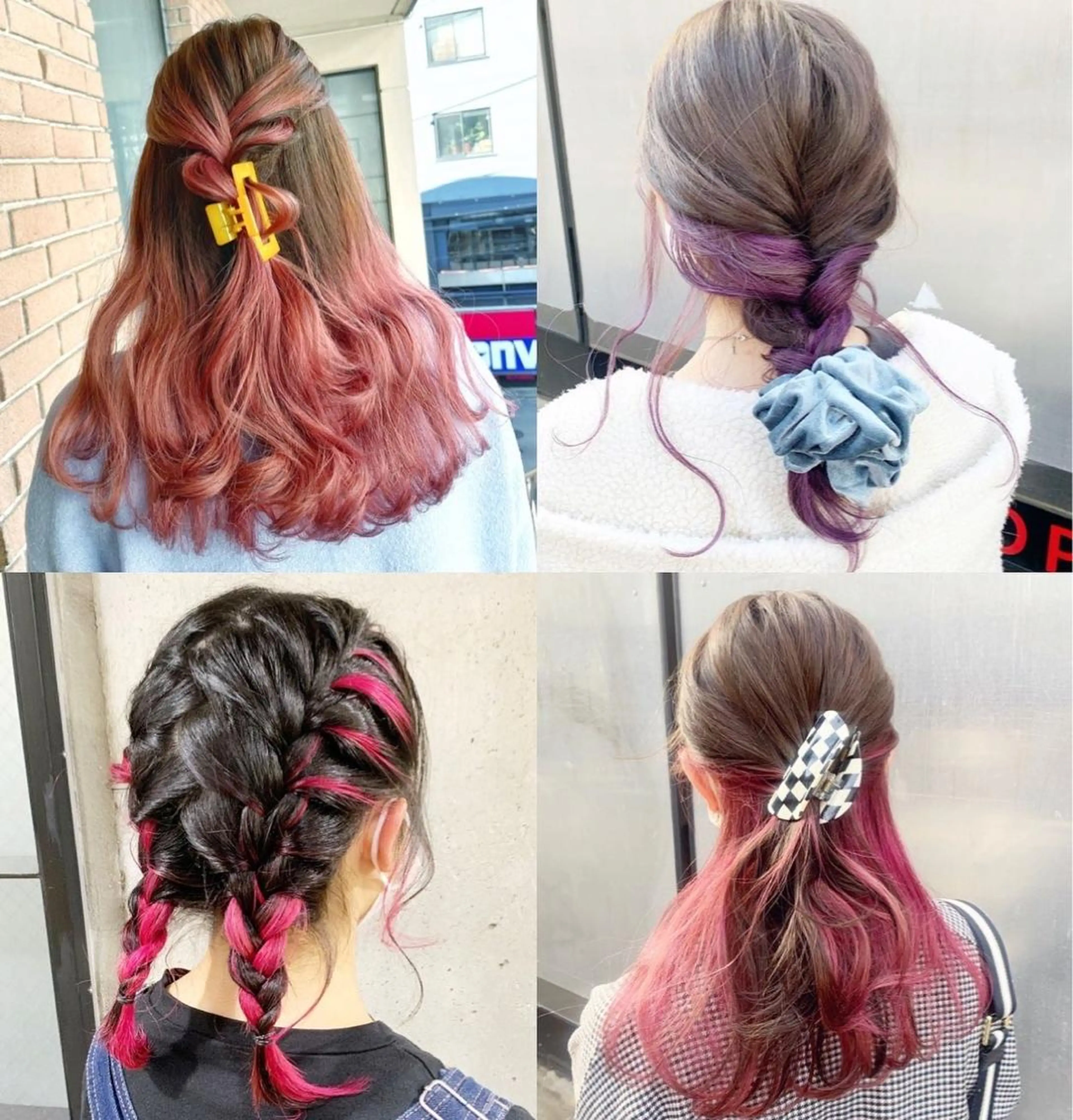 セミロング カラー ヘアアレンジ ブリーチ ヘアカラー ピンクカラー🩷 ヘアセットＮＯ.1のヘアスタイル