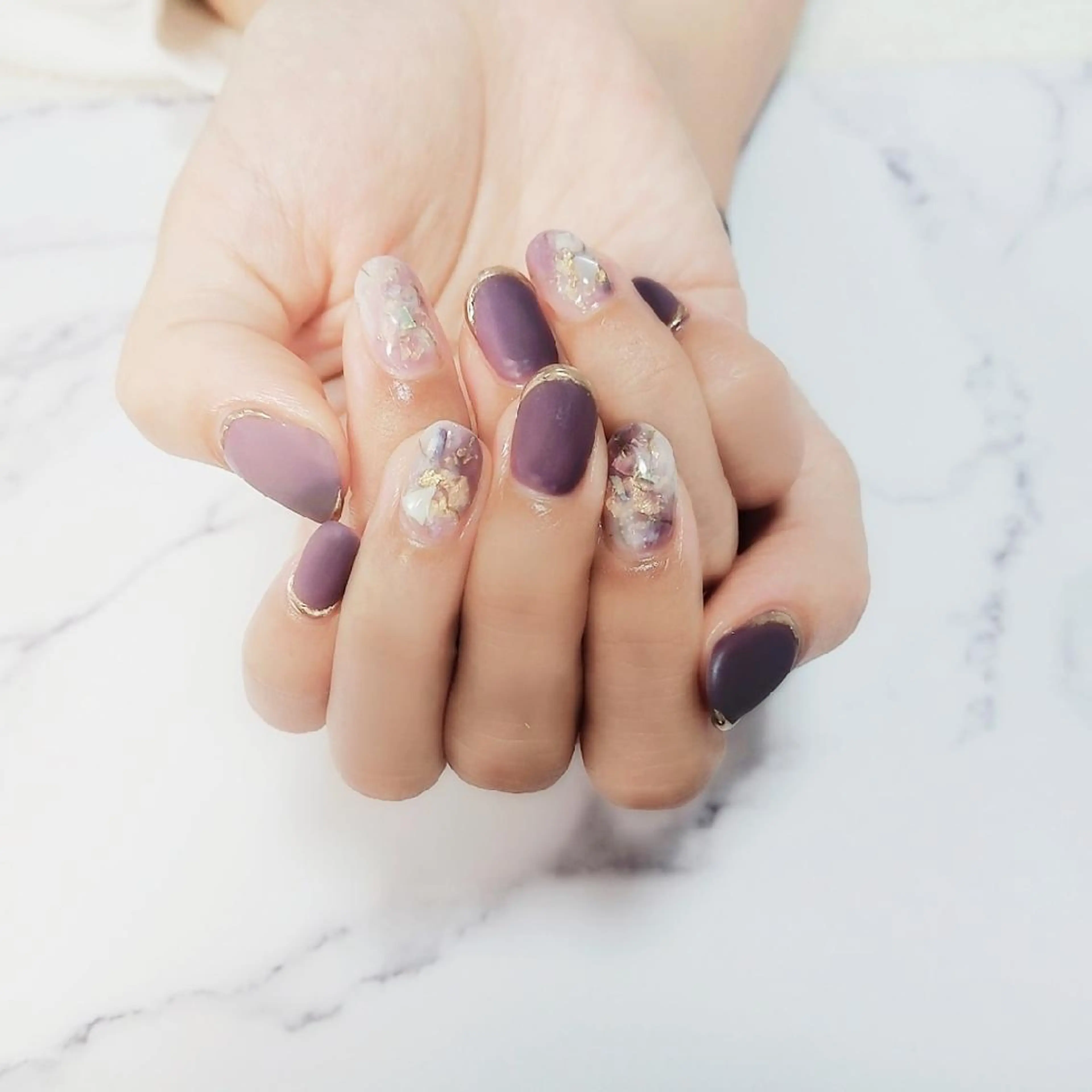 ネイル ブルー マットネイル ミラーネイル かんの りなのネイルデザイン