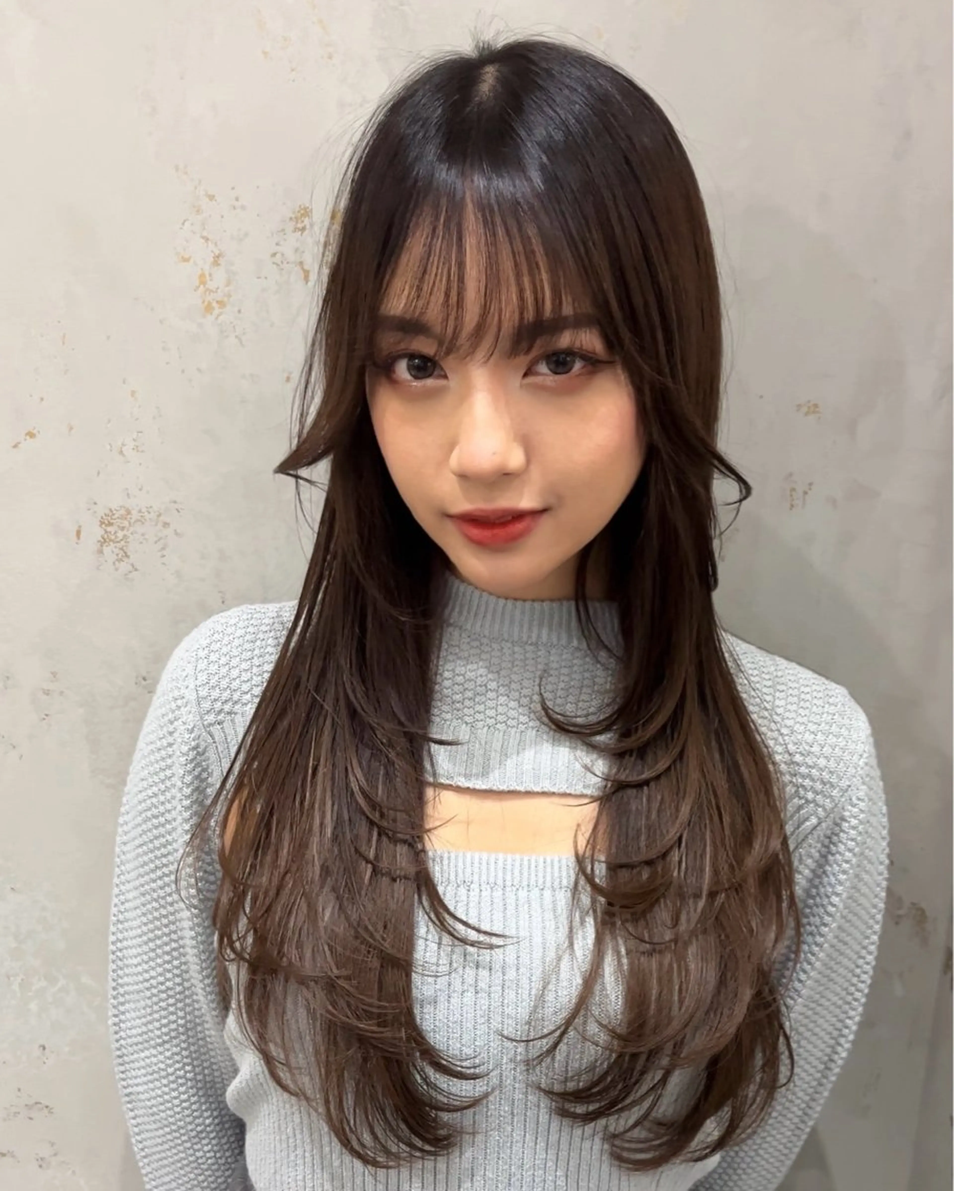 セミロング 山崎/韓国縮毛矯正 レイヤー髪質改善のヘアスタイル