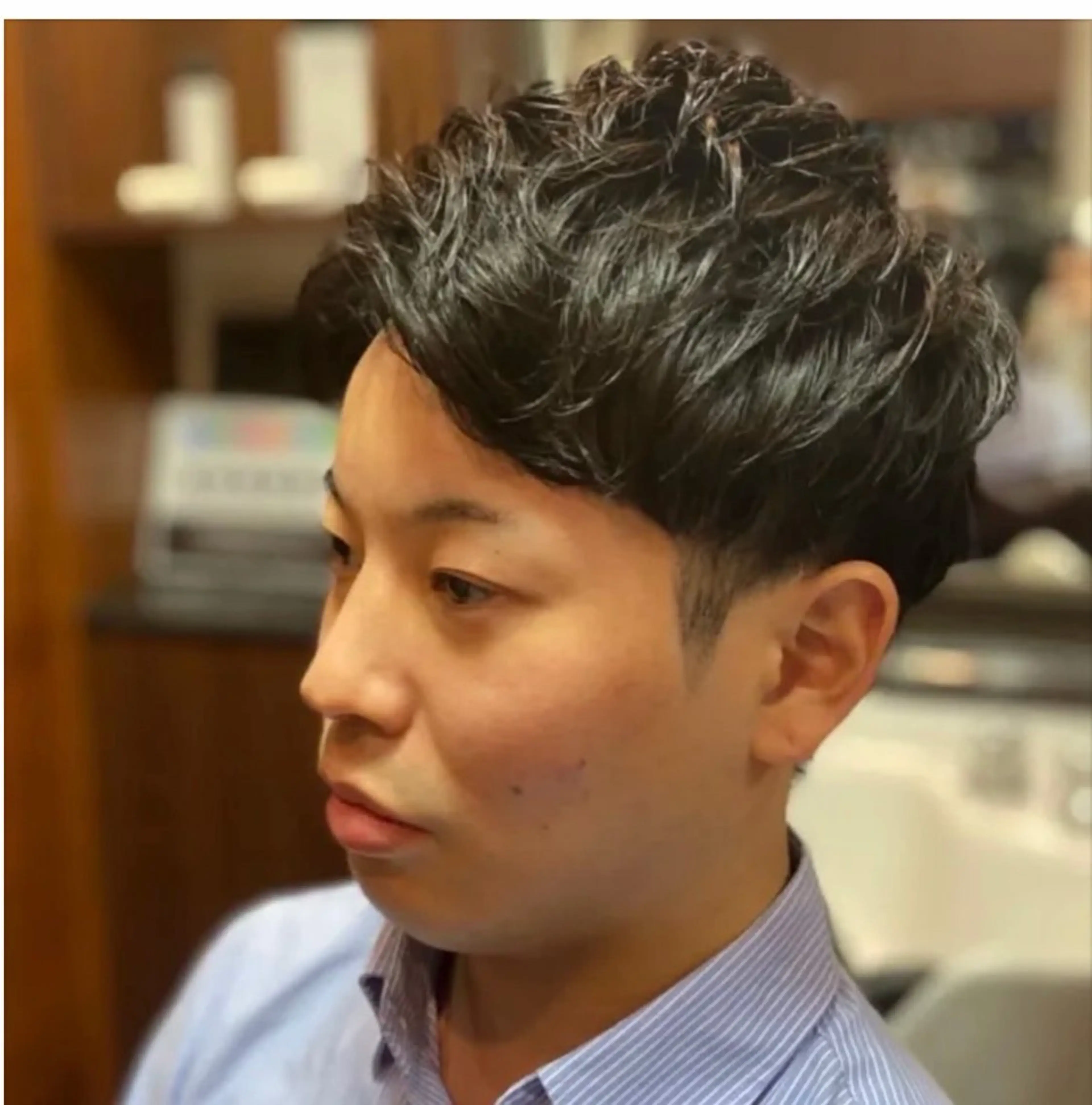 ミディアム パーマ メンズ カット パーマ きょーすけ 💈barberのヘアスタイル