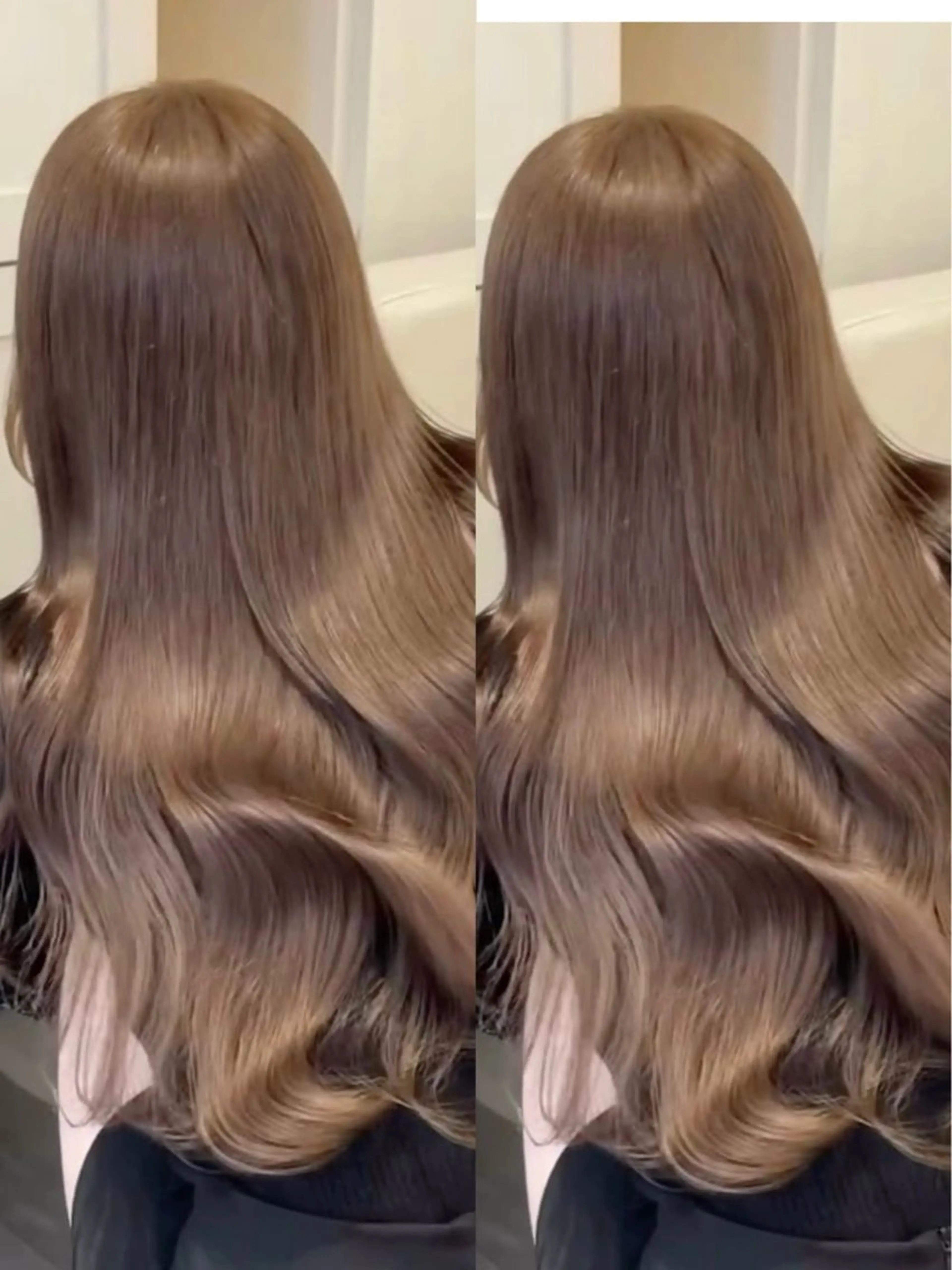 ロング カラー ベージュカラー ミルクティーベージュ ヘアカラー 表参道/ハイライト リタッチ/縮毛矯正のヘアスタイル