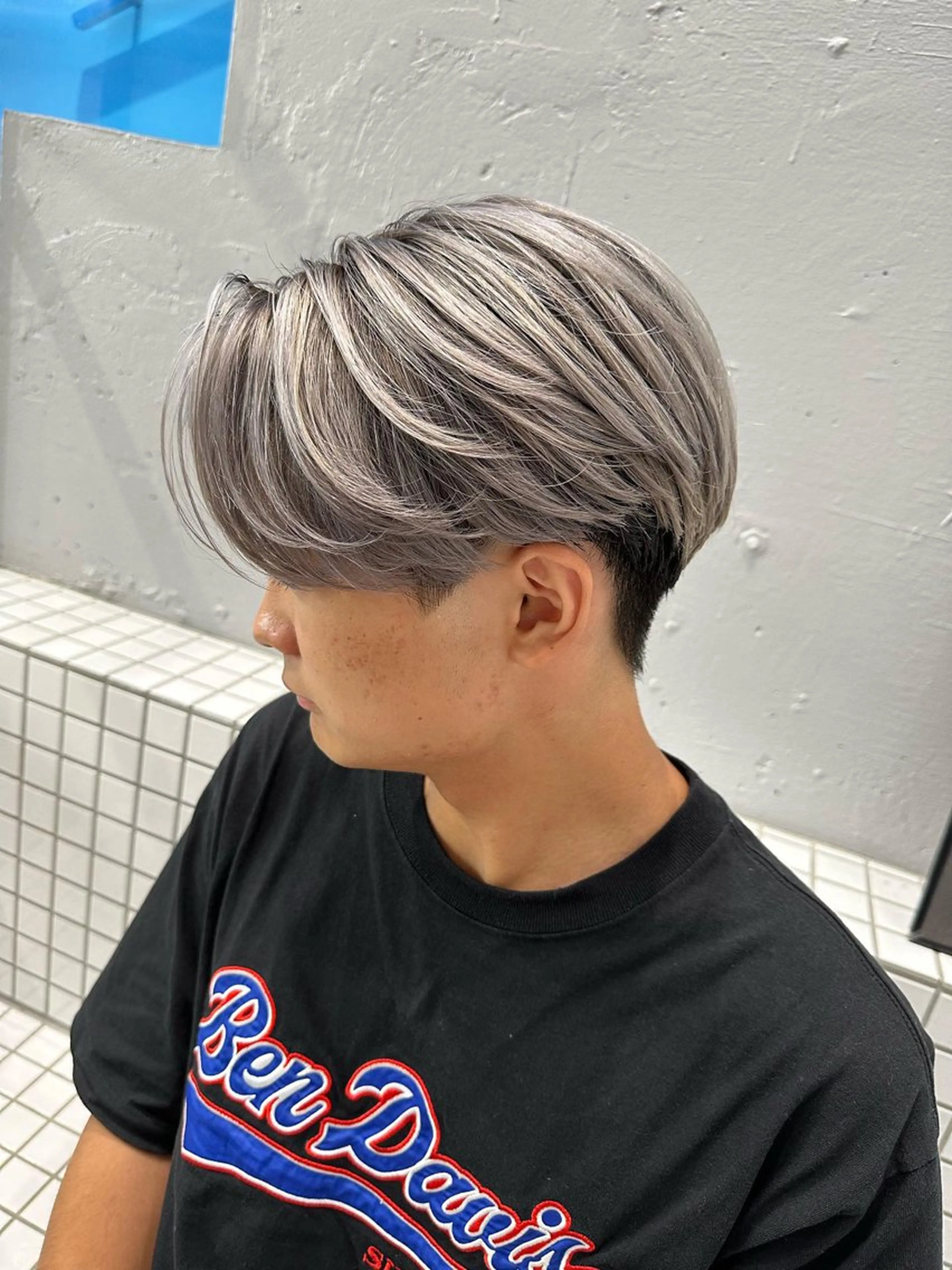 ショート カラー メンズ カット ヘアカラー ダウンパーマ🇰🇷 毛流れパーマ【かな】のヘアスタイル
