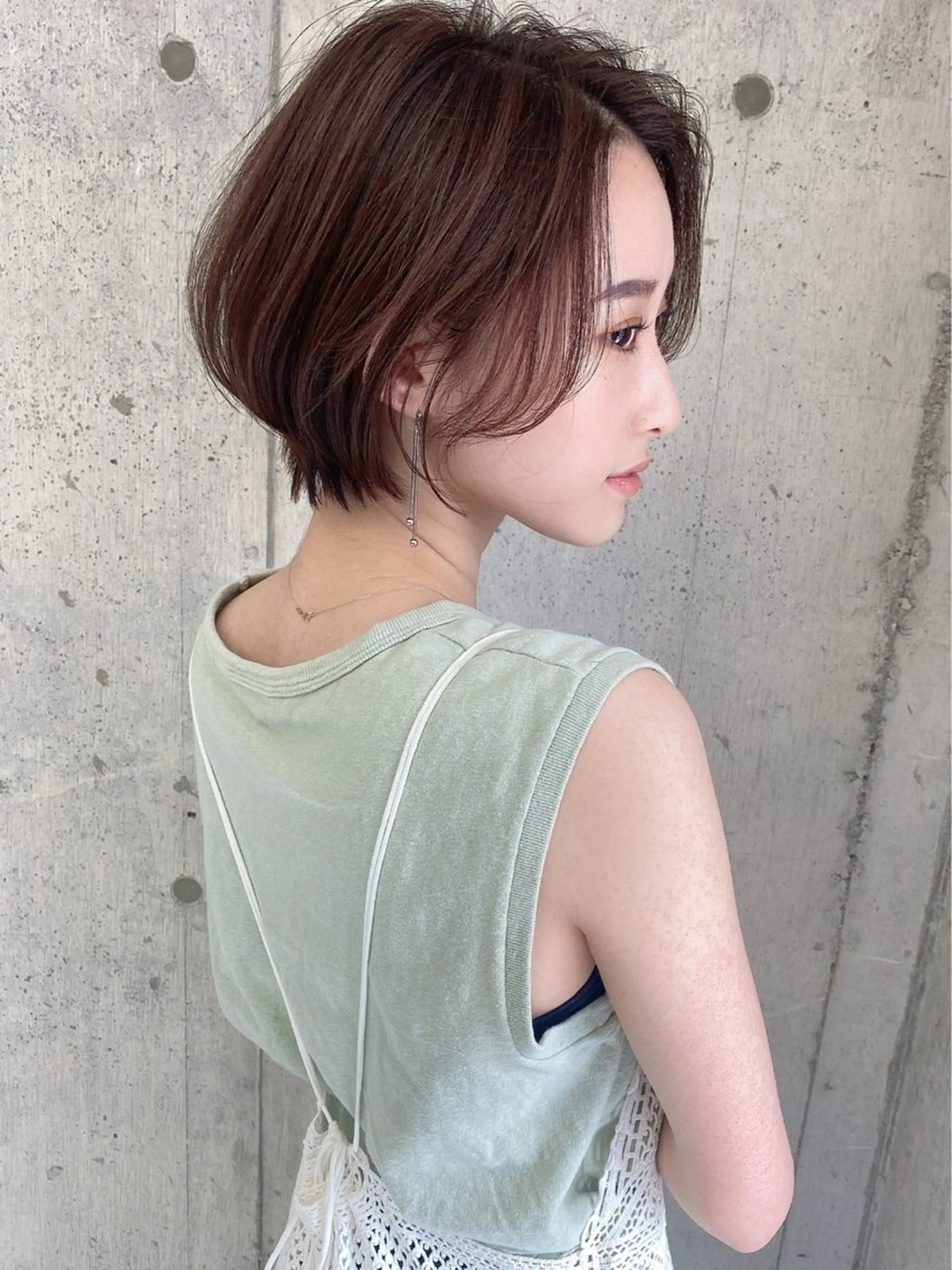 ショート 韓国風カラー ボブ くびれヘア エギョモリ 顔まわりレイヤー ボブ/顔周りカット /髪質改善/鈴木隆太のヘアスタイル