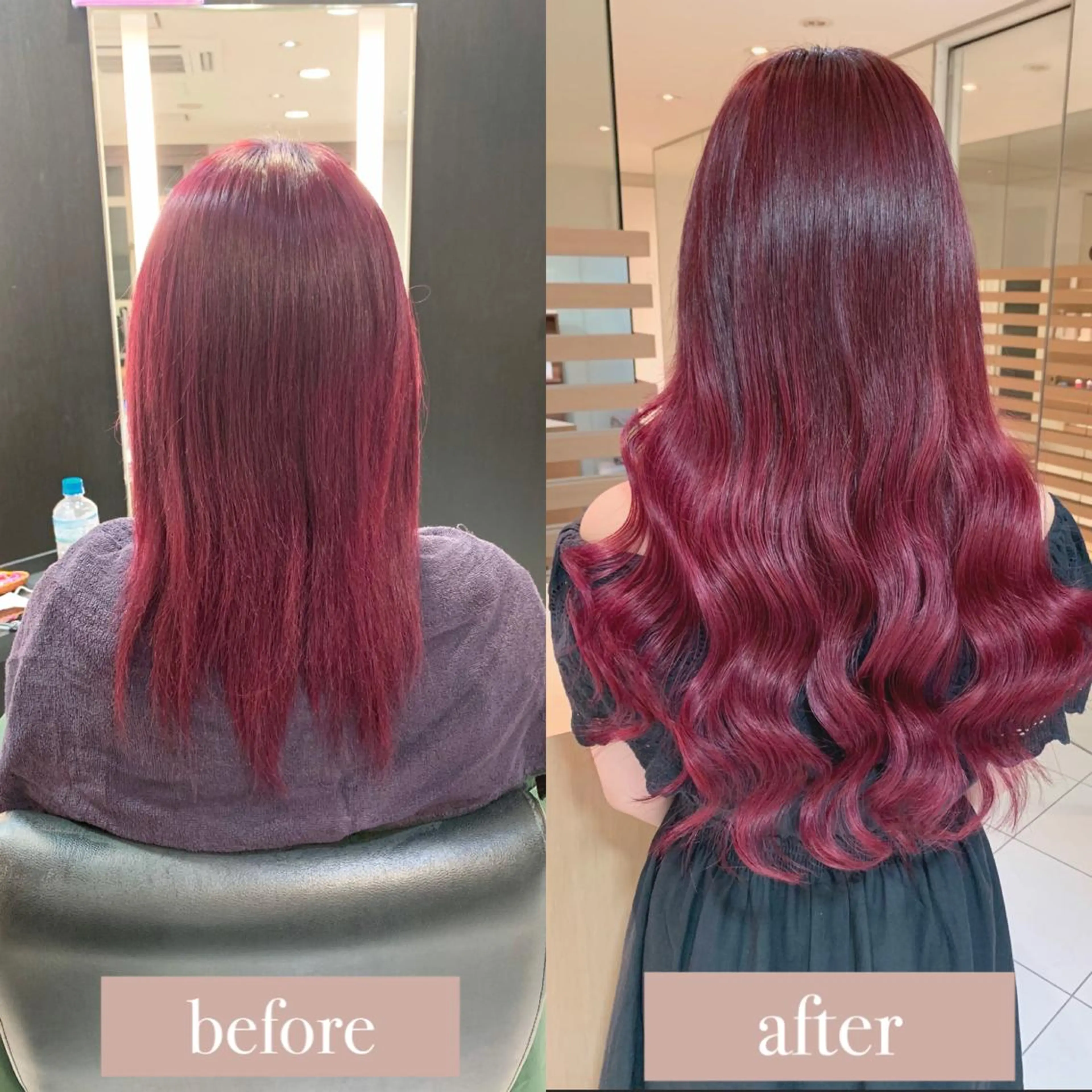 ロング カラー シールエクステ レッドカラー ローズカラー エクステ エクステ　ユノキ リョウタのヘアスタイル
