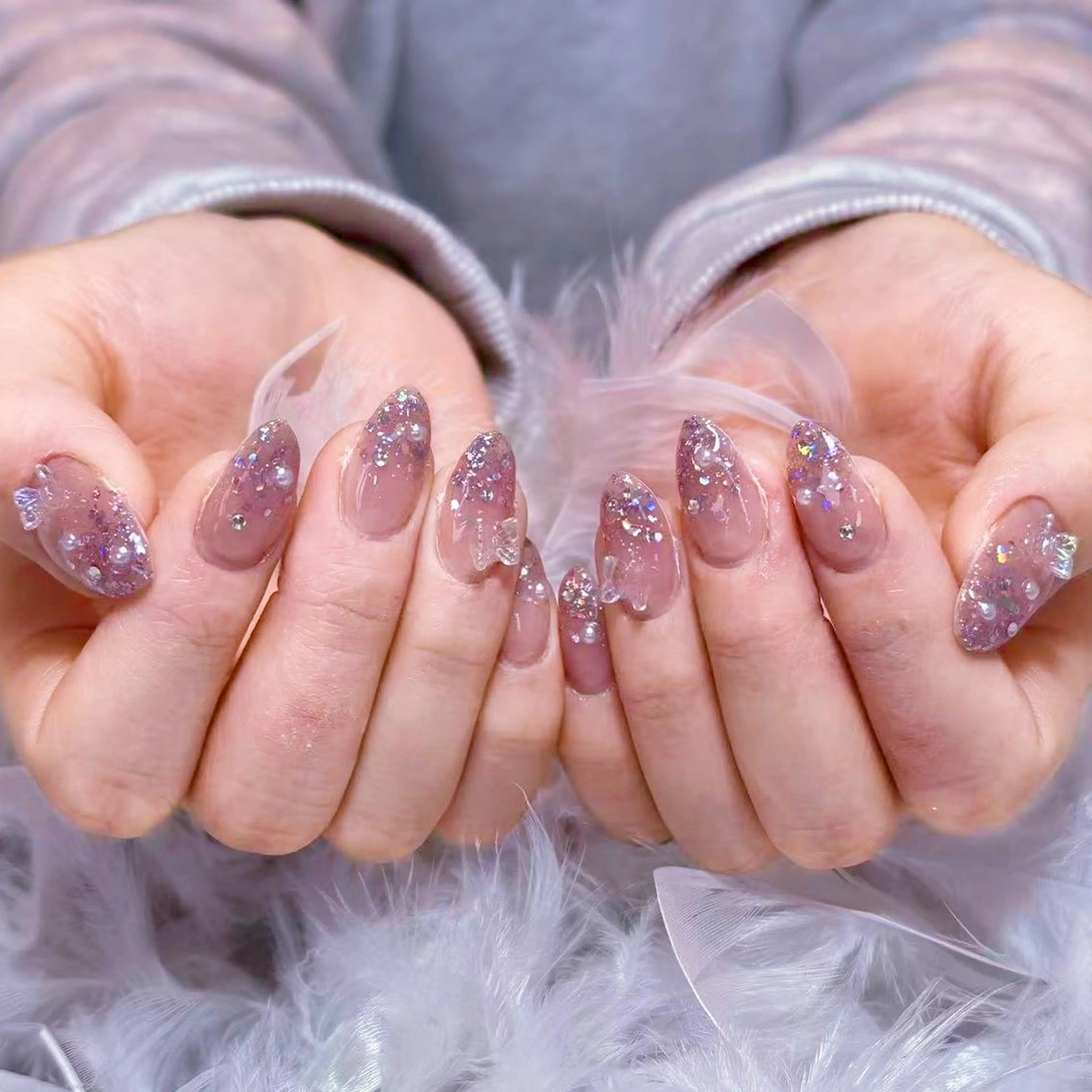 ネイル アートネイル オーロラネイル ガーリー キラキラネイル 韓国ネイル ハンドネイル Diamond NAIL✨のネイルデザイン