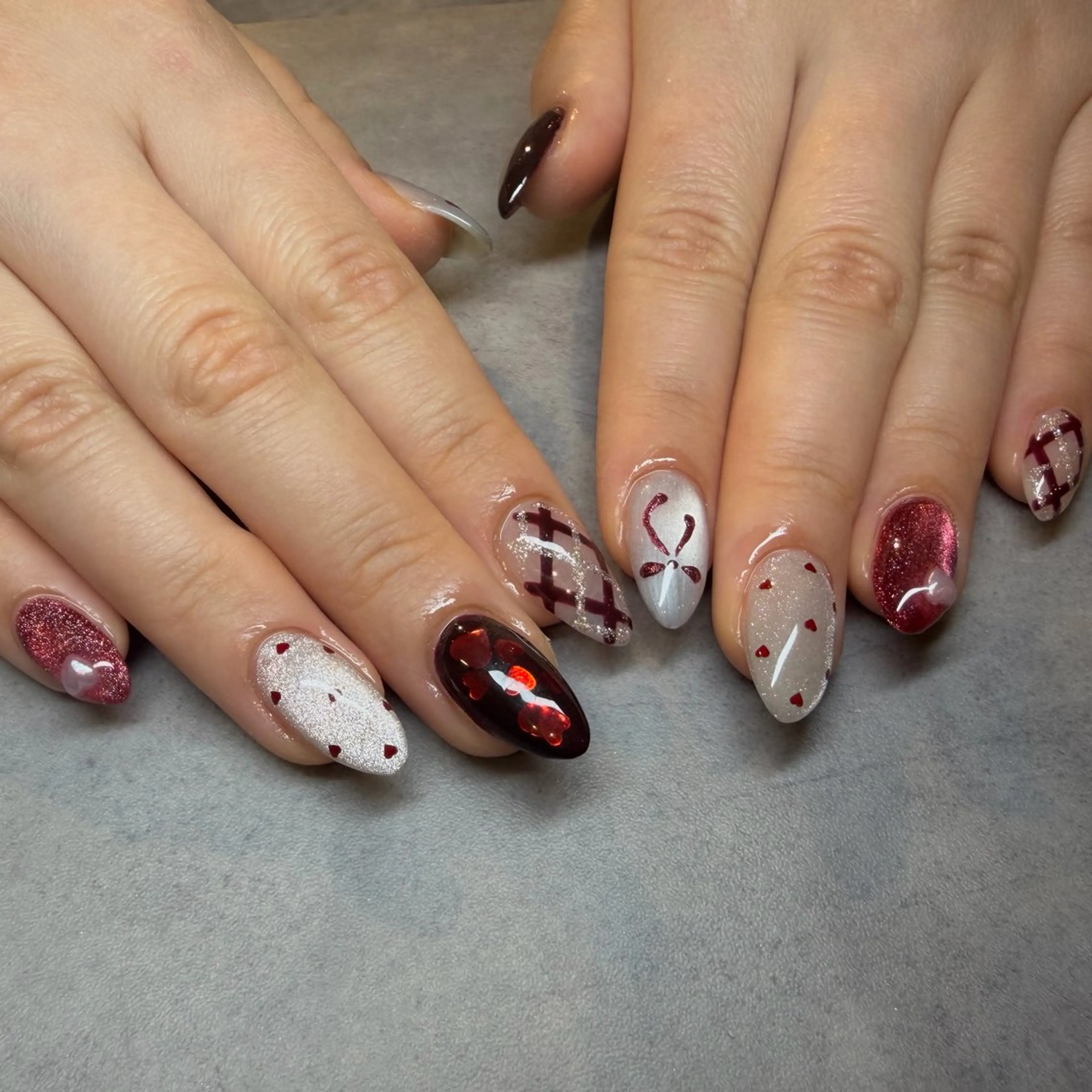 ネイル 冬ネイル クリスマス ハンドネイル MAHO W 【深江橋店】のネイルデザイン