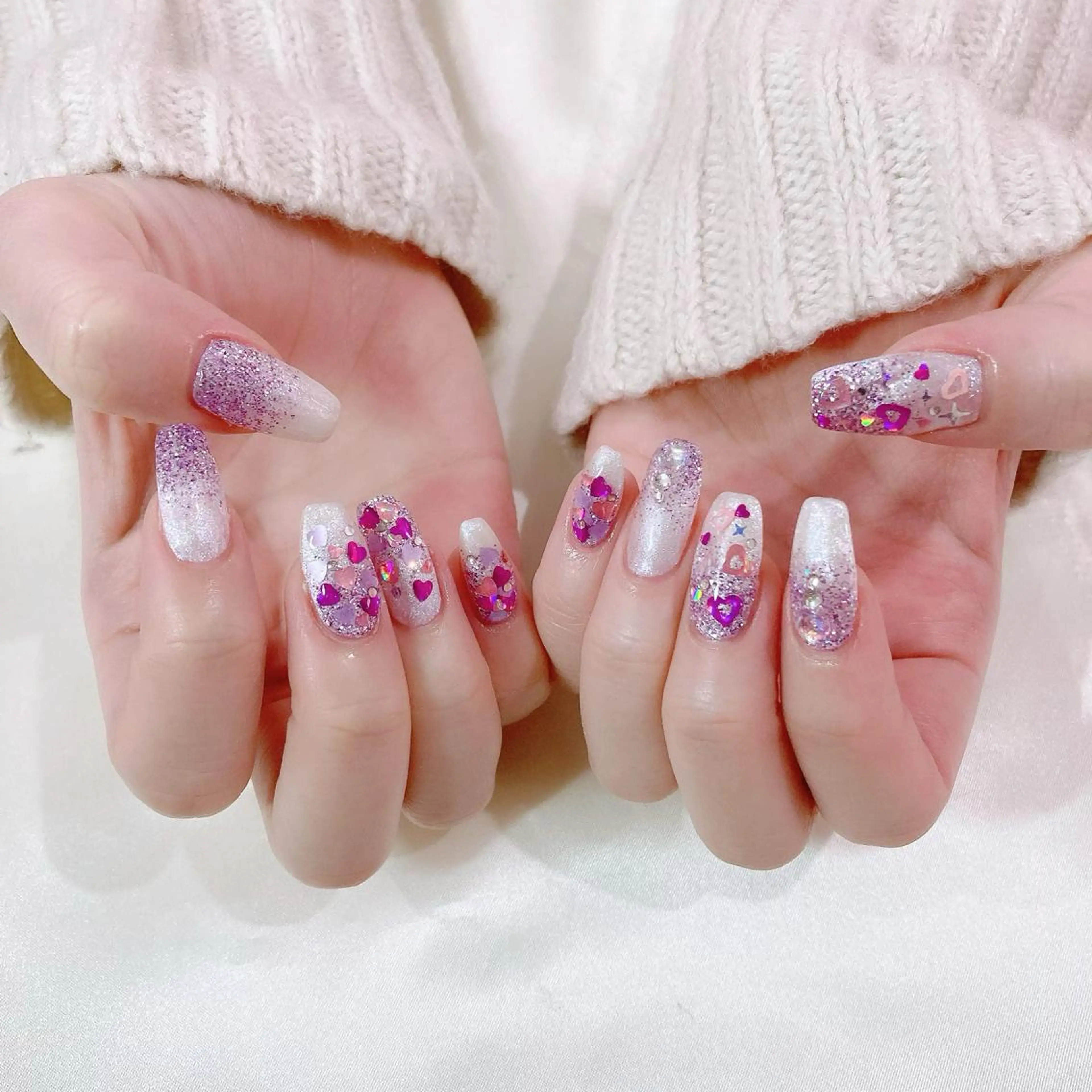 ネイル 入学式 ジェルネイル グラデーション 卒業式 ハート Nail Kのネイルデザイン