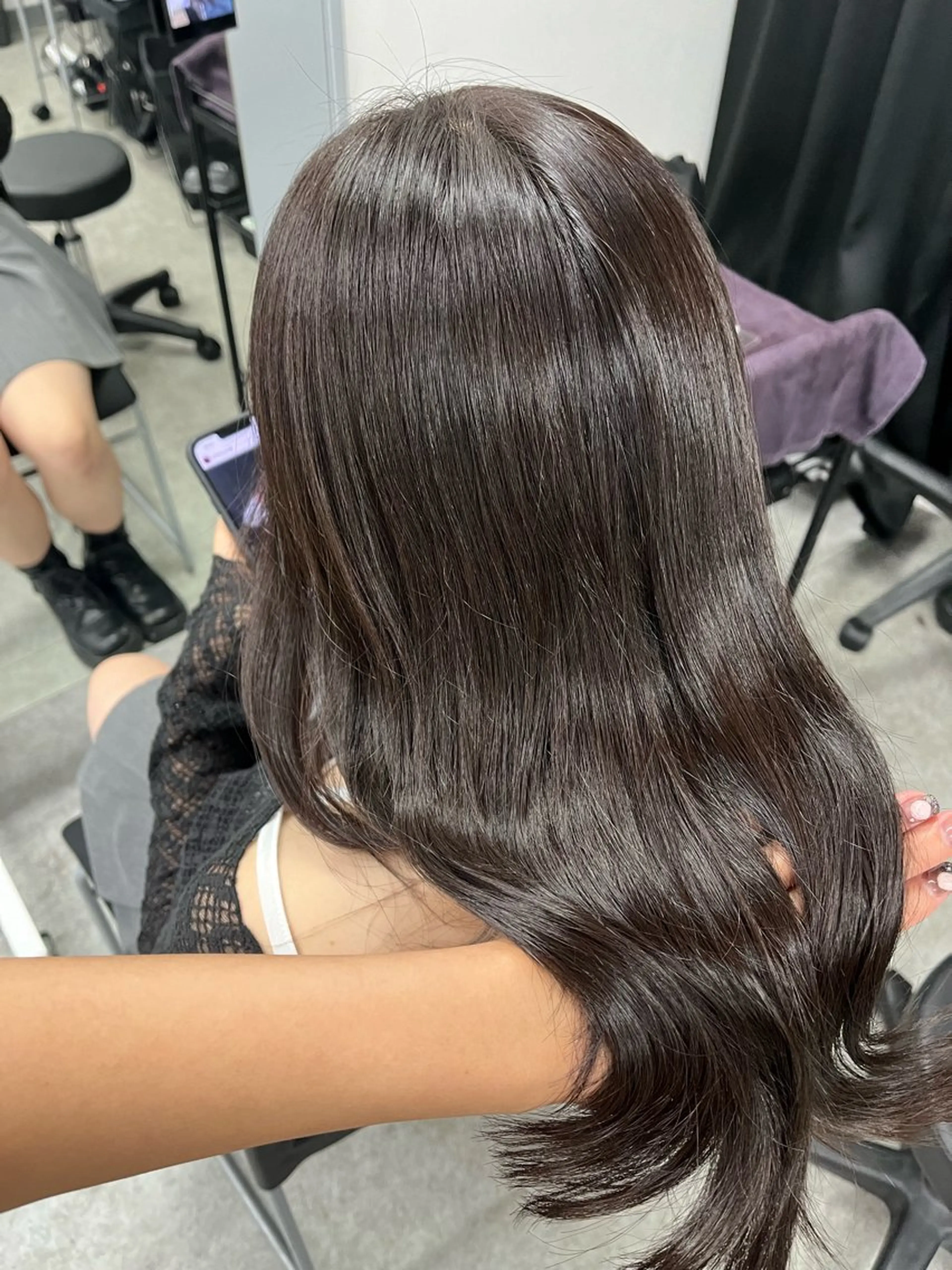 ロング カラー 韓国風ヘア ヘアカラー トリートメント 大人上品ベージュ 🎀HARUNAのヘアスタイル
