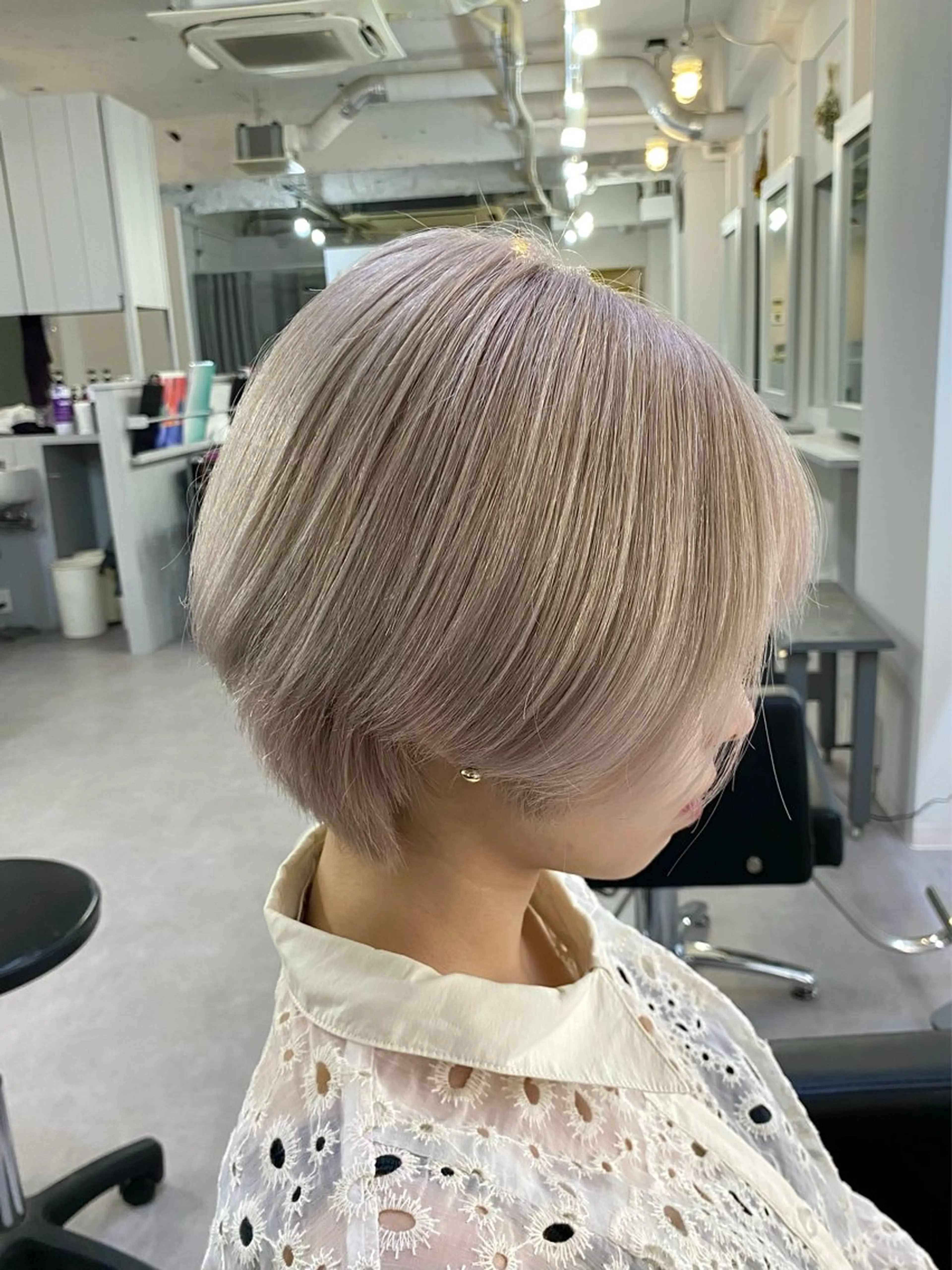 カラー ベージュカラー ブリーチ ダブルカラー グレージュ ハイトーンカラー ミルクティーベージュ /ピンク/大阪/堀江のヘアスタイル
