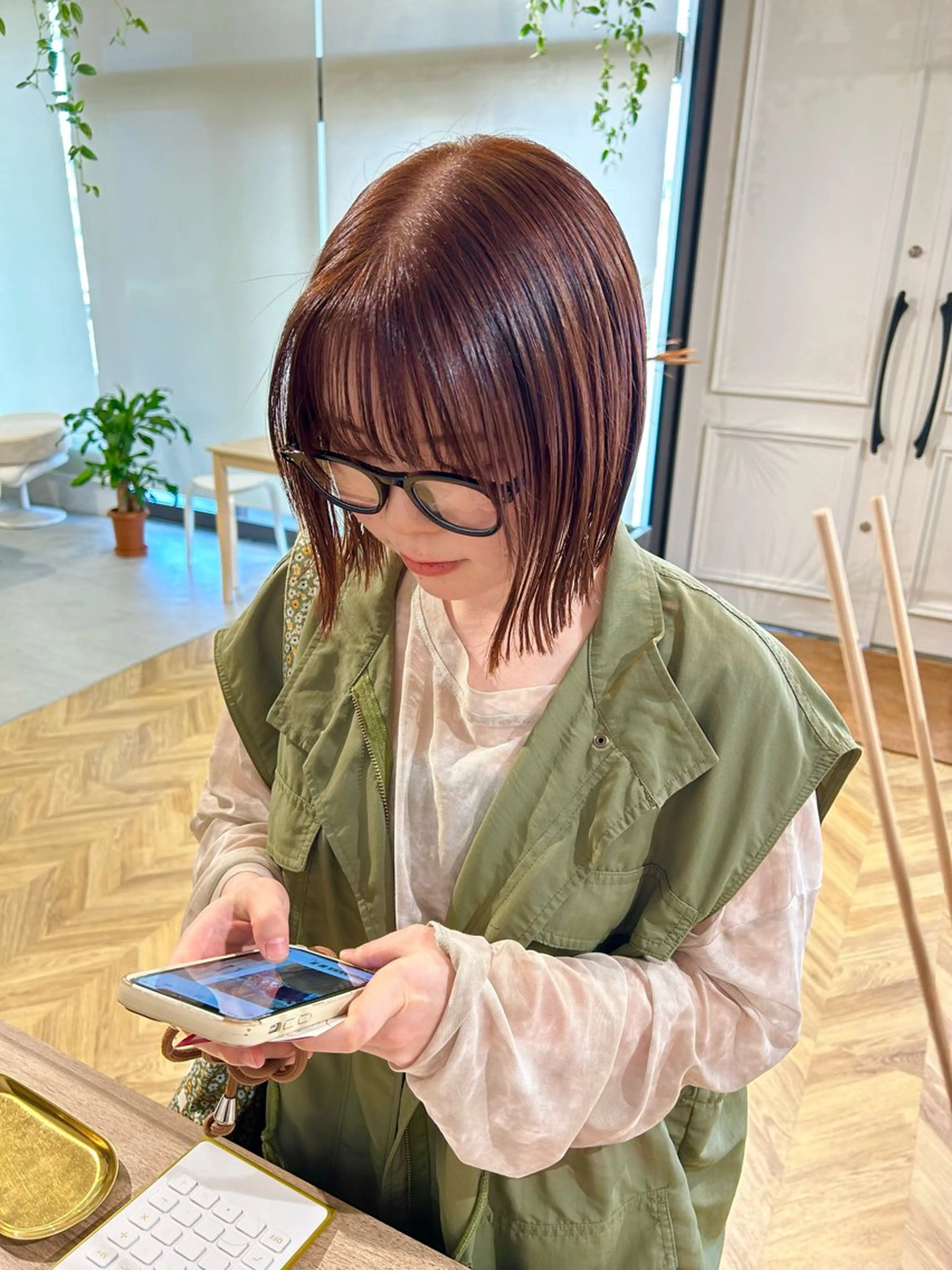 ミディアム オレンジブラウン 透明感カラー🥣 yukihoのヘアスタイル