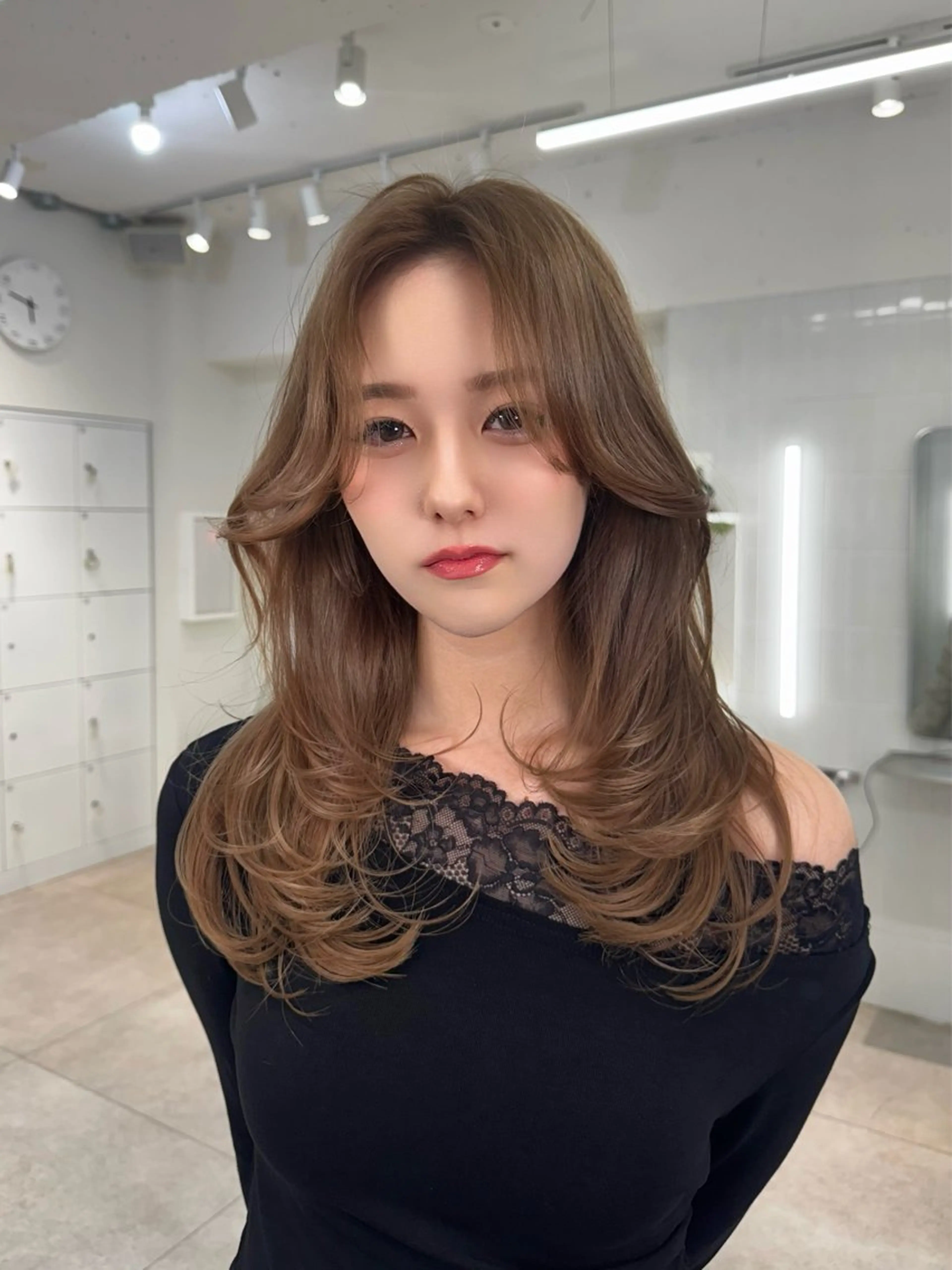 🤎【韓国レイヤーカット + ベージュ系カラー + System超音波トリートメント】🤎¥11,000の写真
