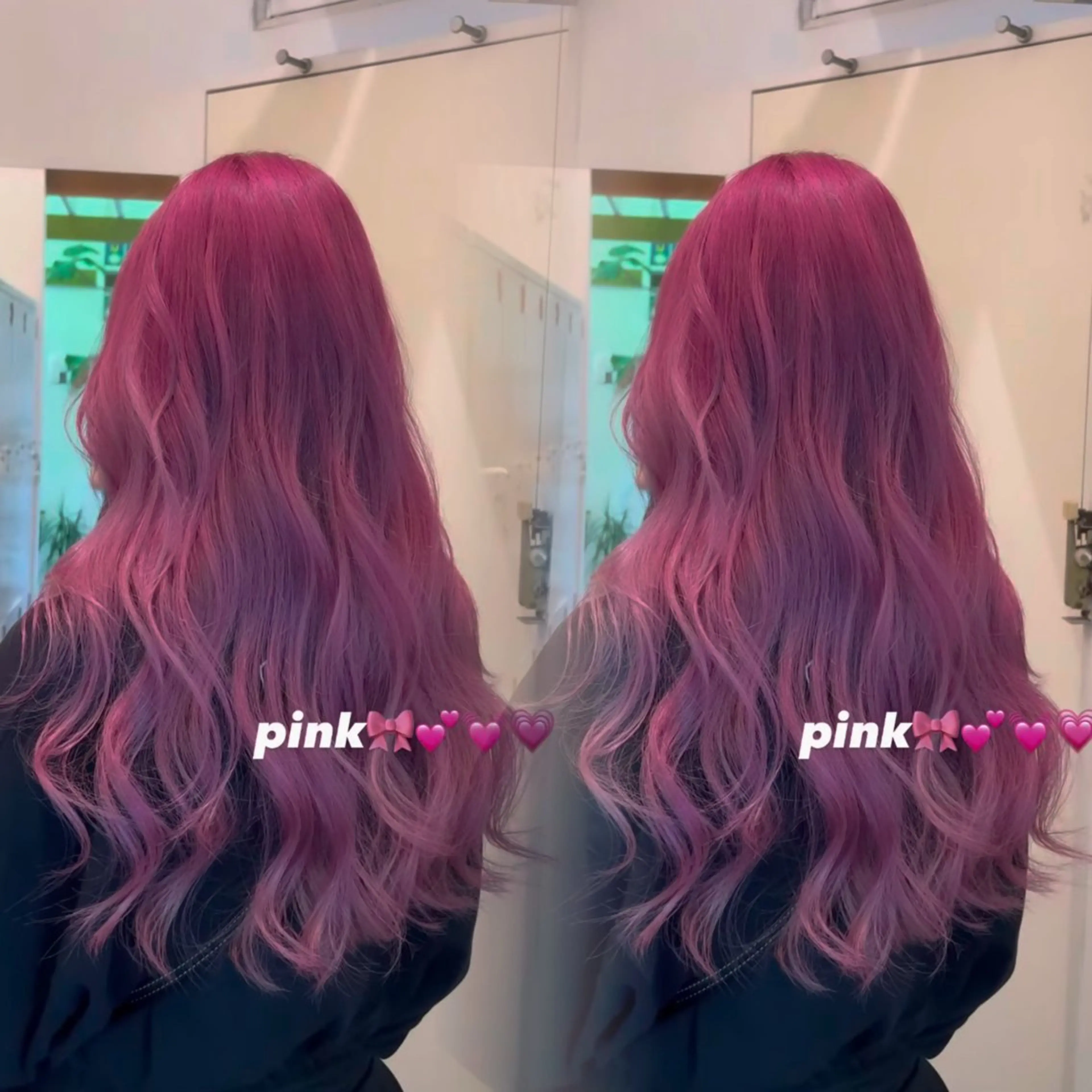 ロング カラー ピンクカラー カット ヘアカラー トリートメント ハイトーンカラー/エ クステ/デザインのヘアスタイル